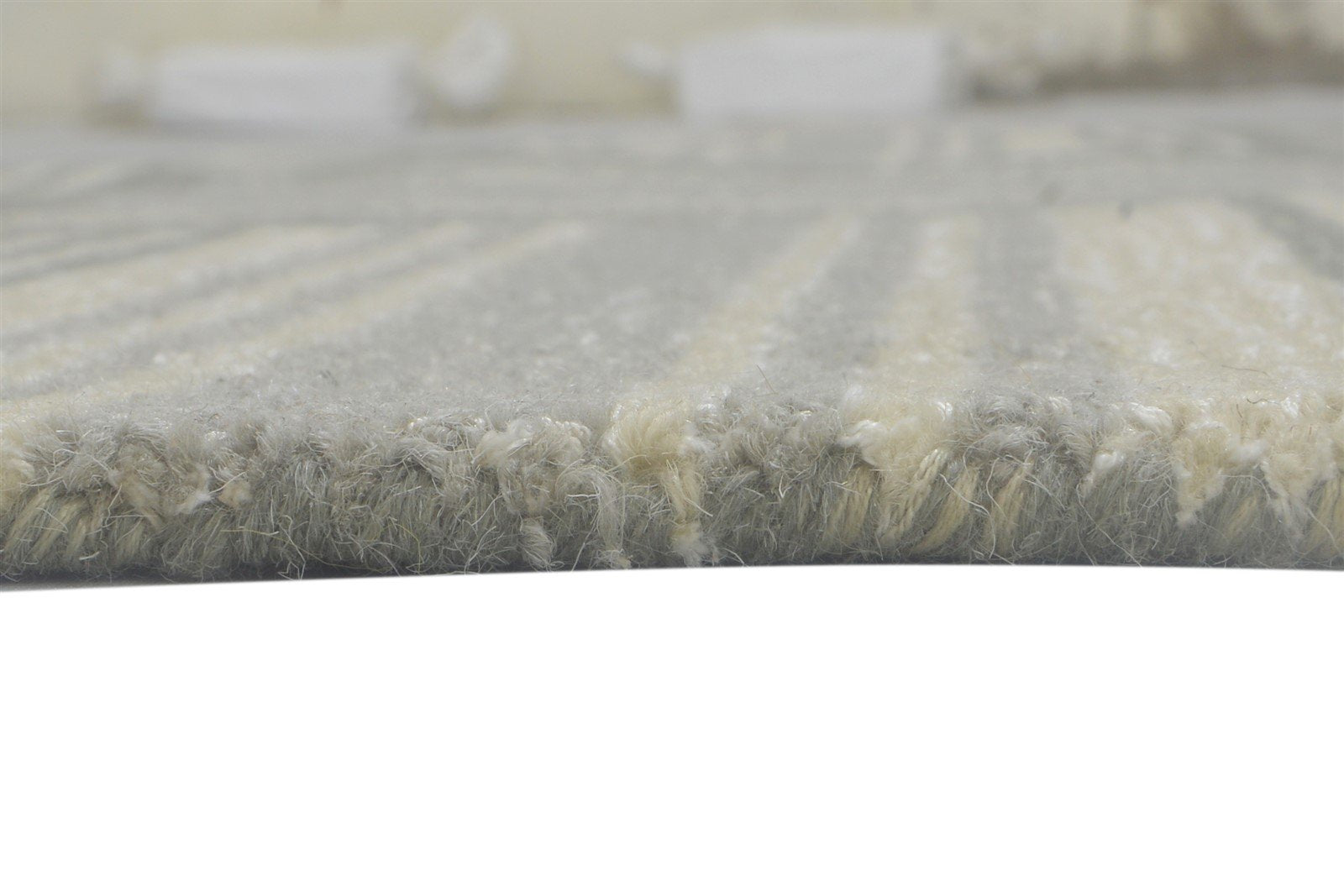 100% Wool / Art Silk Grey Rug 5X8 Modern Hand Tufted Scandinavian Plaids Room Size 7864084758677