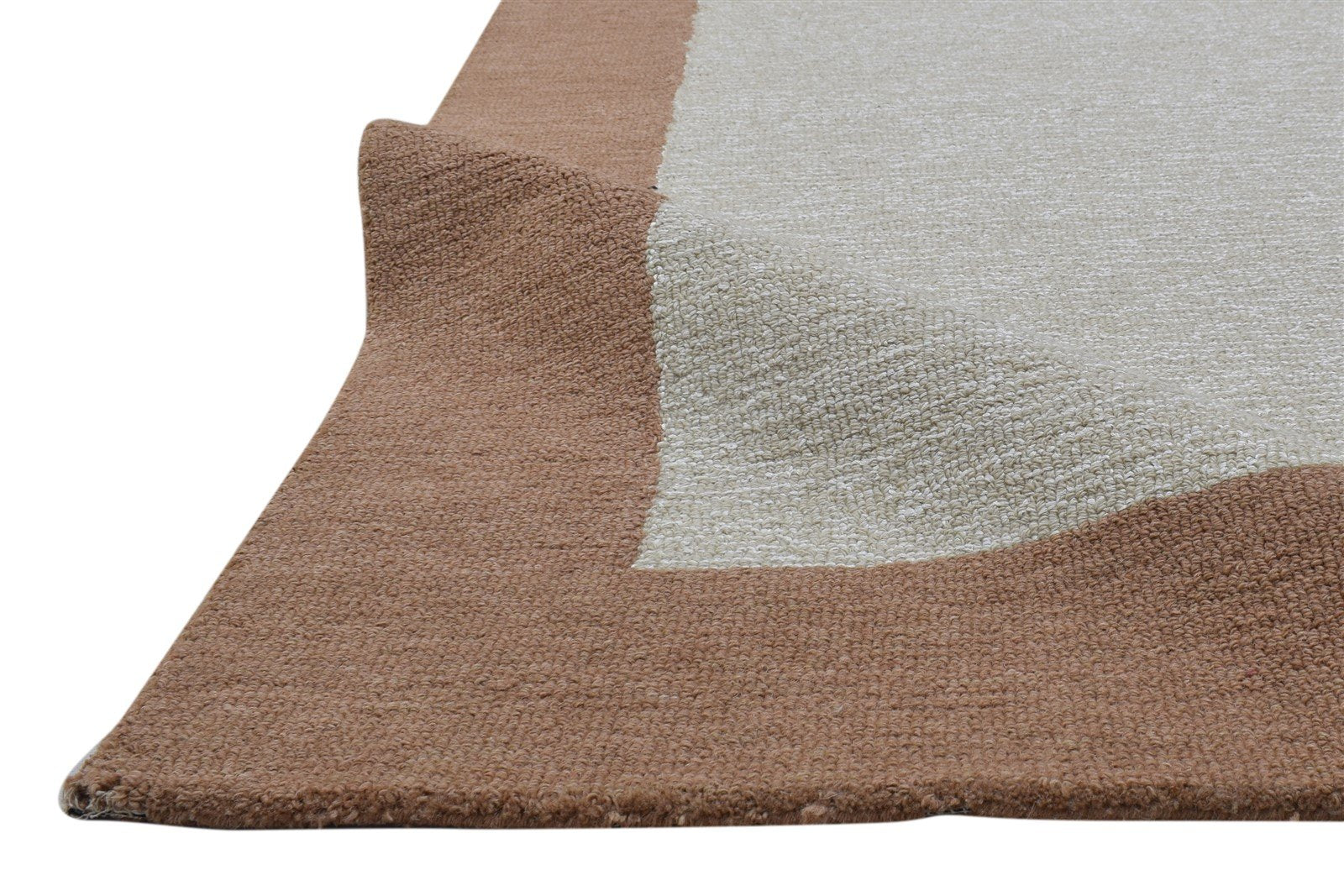 100% Wool / Art Silk Ivory Rug 5X8 Modern Hand Tufted Bordered Room Size Rug 7864084627605