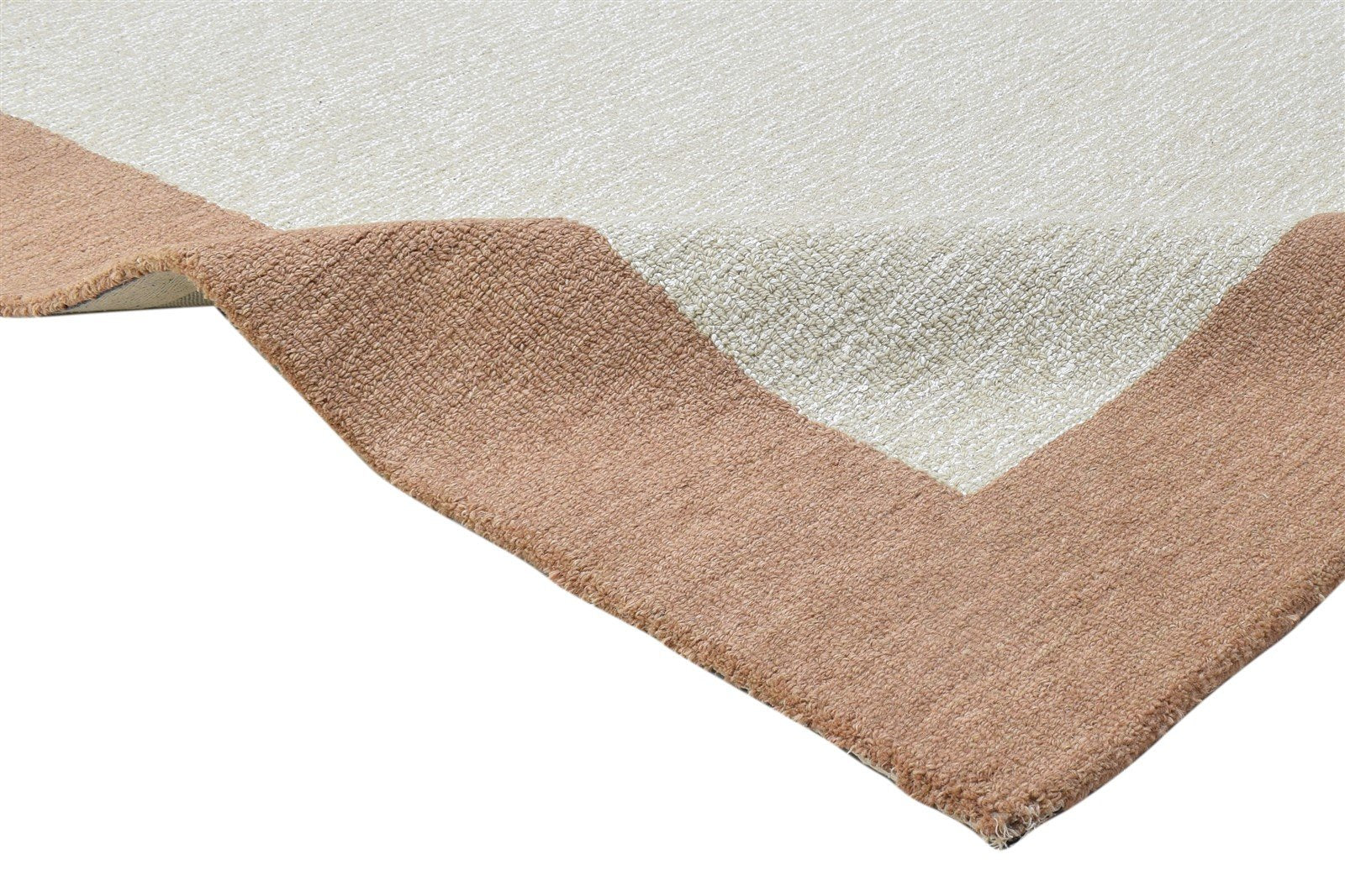 100% Wool / Art Silk Ivory Rug 5X8 Modern Hand Tufted Bordered Room Size Rug 7864084627605