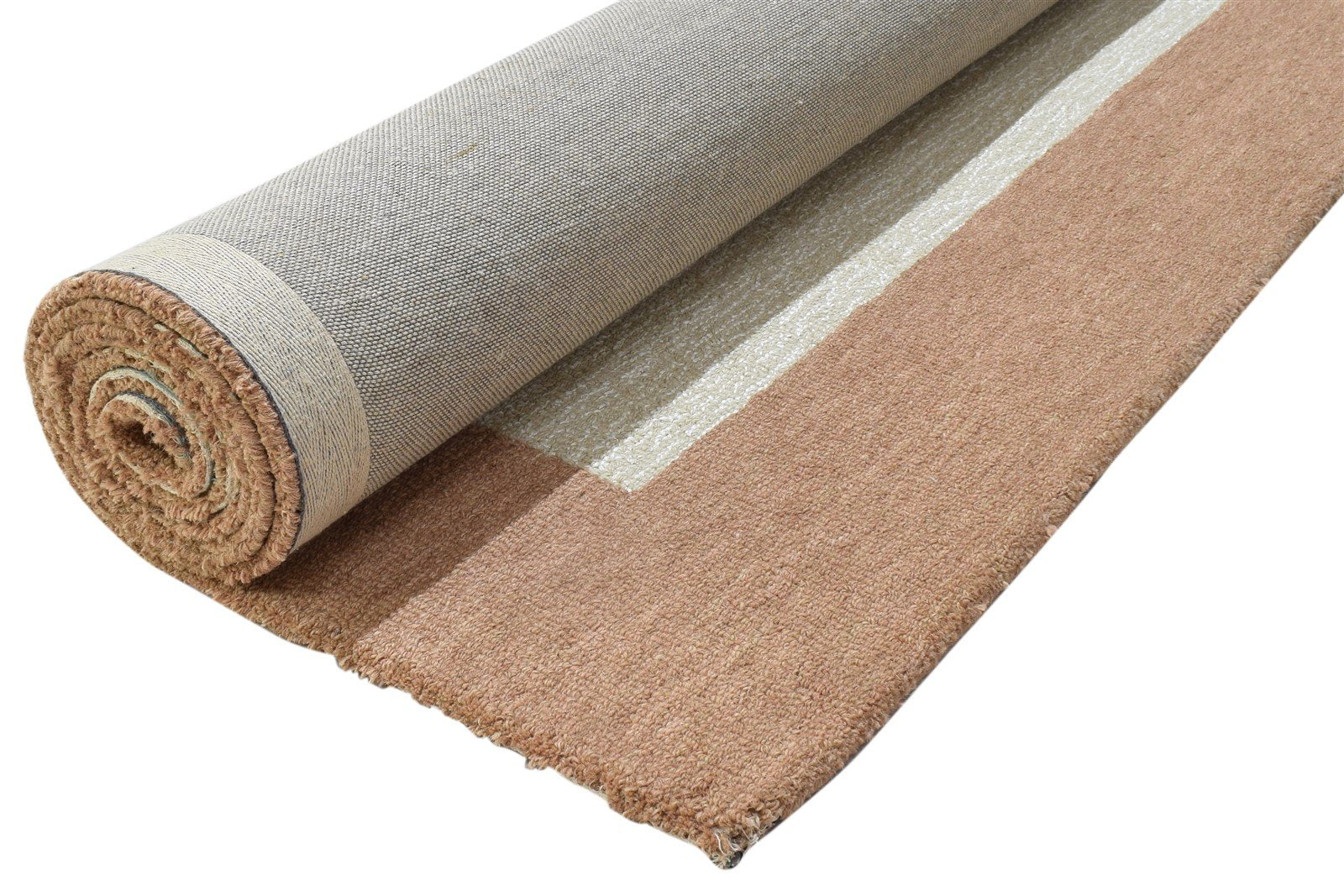 100% Wool / Art Silk Ivory Rug 5X8 Modern Hand Tufted Bordered Room Size Rug 7864084627605