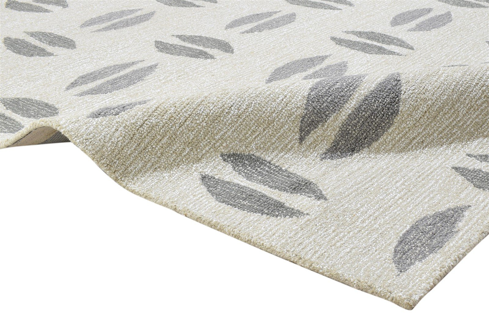 100% Wool / Art Silk Ivory Rug 5X8 Modern Hand Tufted Indian Abstract Room Size 7864085577877