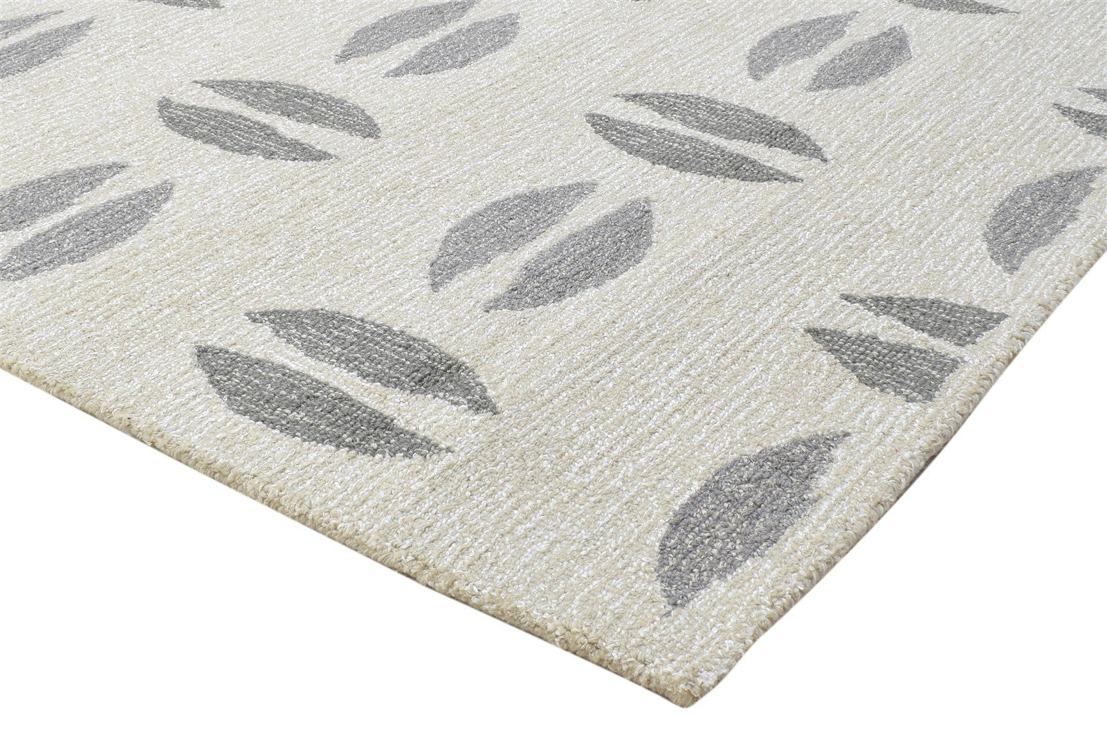 100% Wool / Art Silk Ivory Rug 5X8 Modern Hand Tufted Indian Abstract Room Size 7864085577877