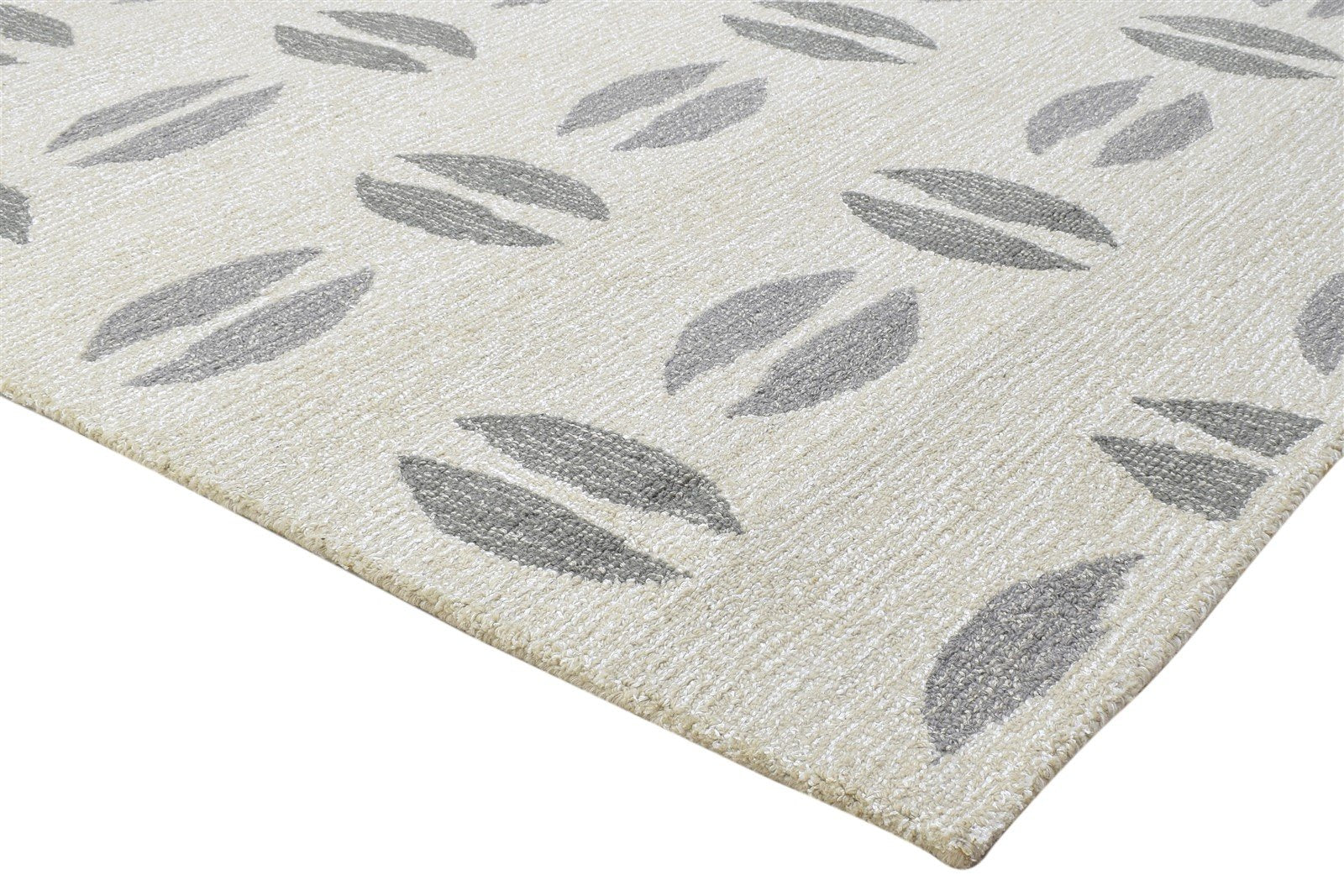 100% Wool / Art Silk Ivory Rug 5X8 Modern Hand Tufted Indian Abstract Room Size 7864085577877