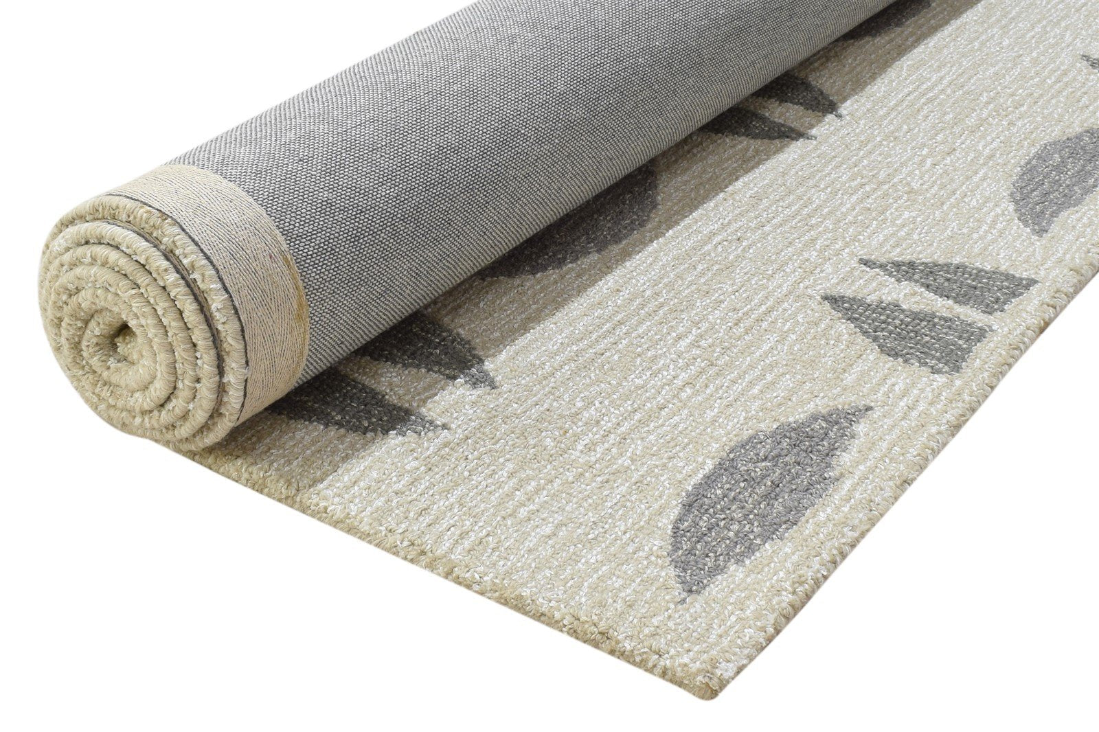 100% Wool / Art Silk Ivory Rug 5X8 Modern Hand Tufted Indian Abstract Room Size 7864085577877