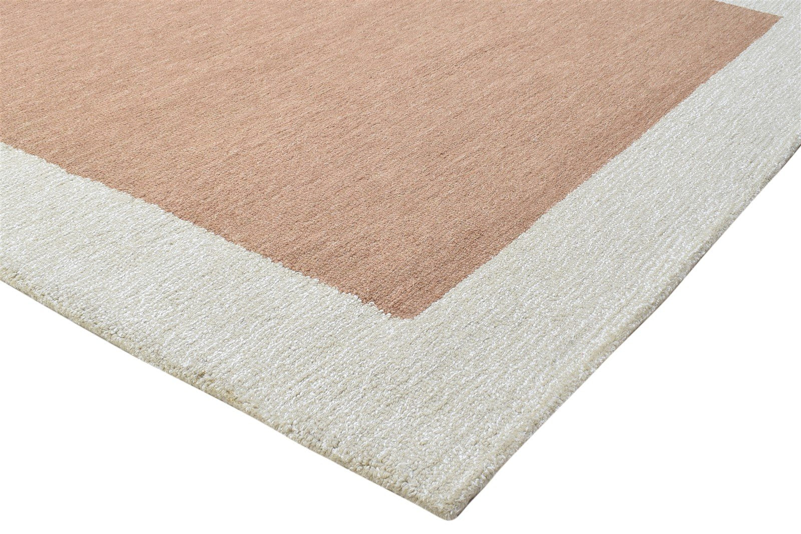 100% Wool / Art Silk Rust Rug 5X8 Modern Hand Tufted Scandinavian Bordered Room Size 7864084201621