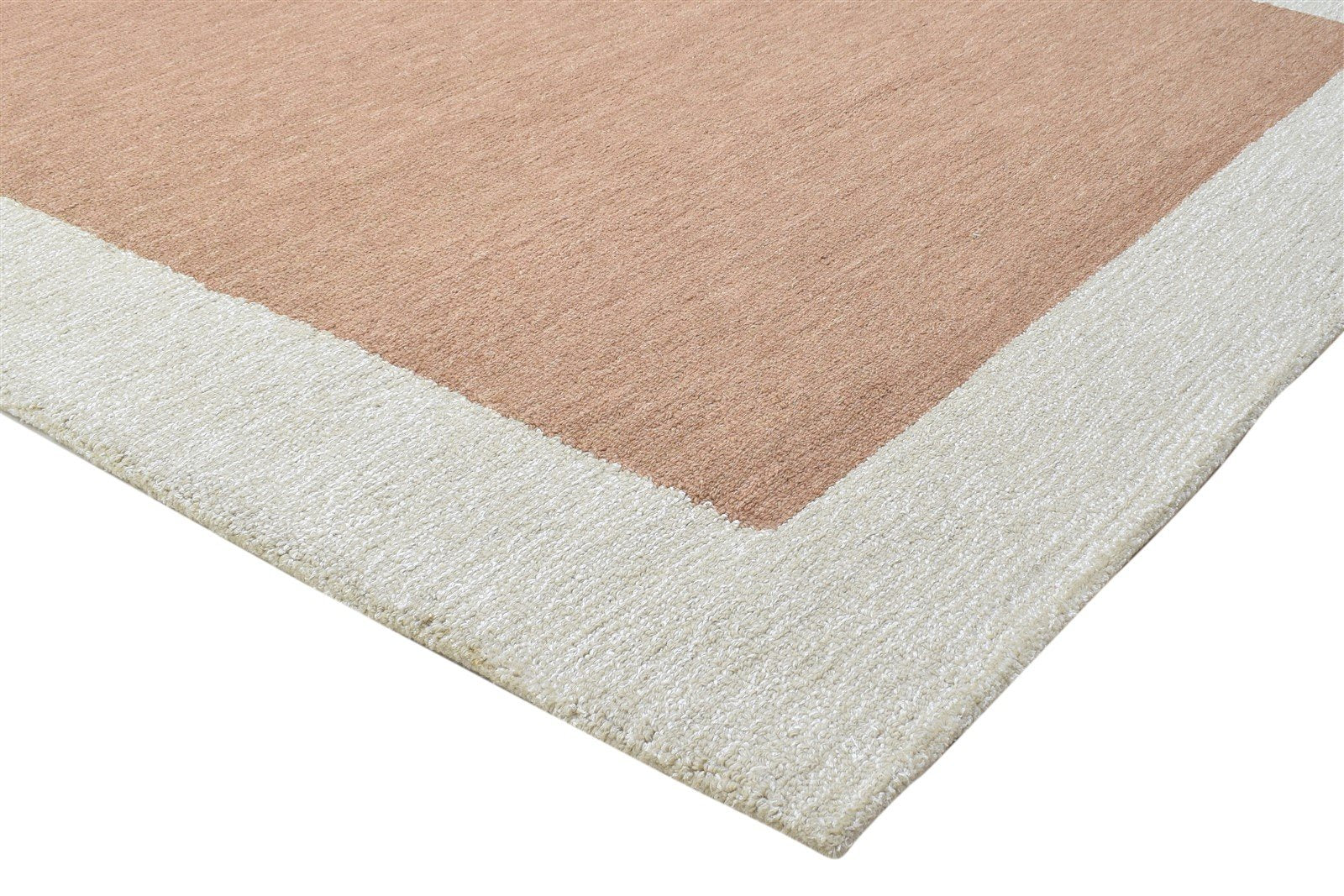 100% Wool / Art Silk Rust Rug 5X8 Modern Hand Tufted Scandinavian Bordered Room Size 7864084201621