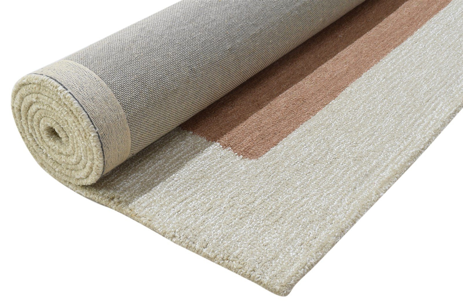 100% Wool / Art Silk Rust Rug 5X8 Modern Hand Tufted Scandinavian Bordered Room Size 7864084201621