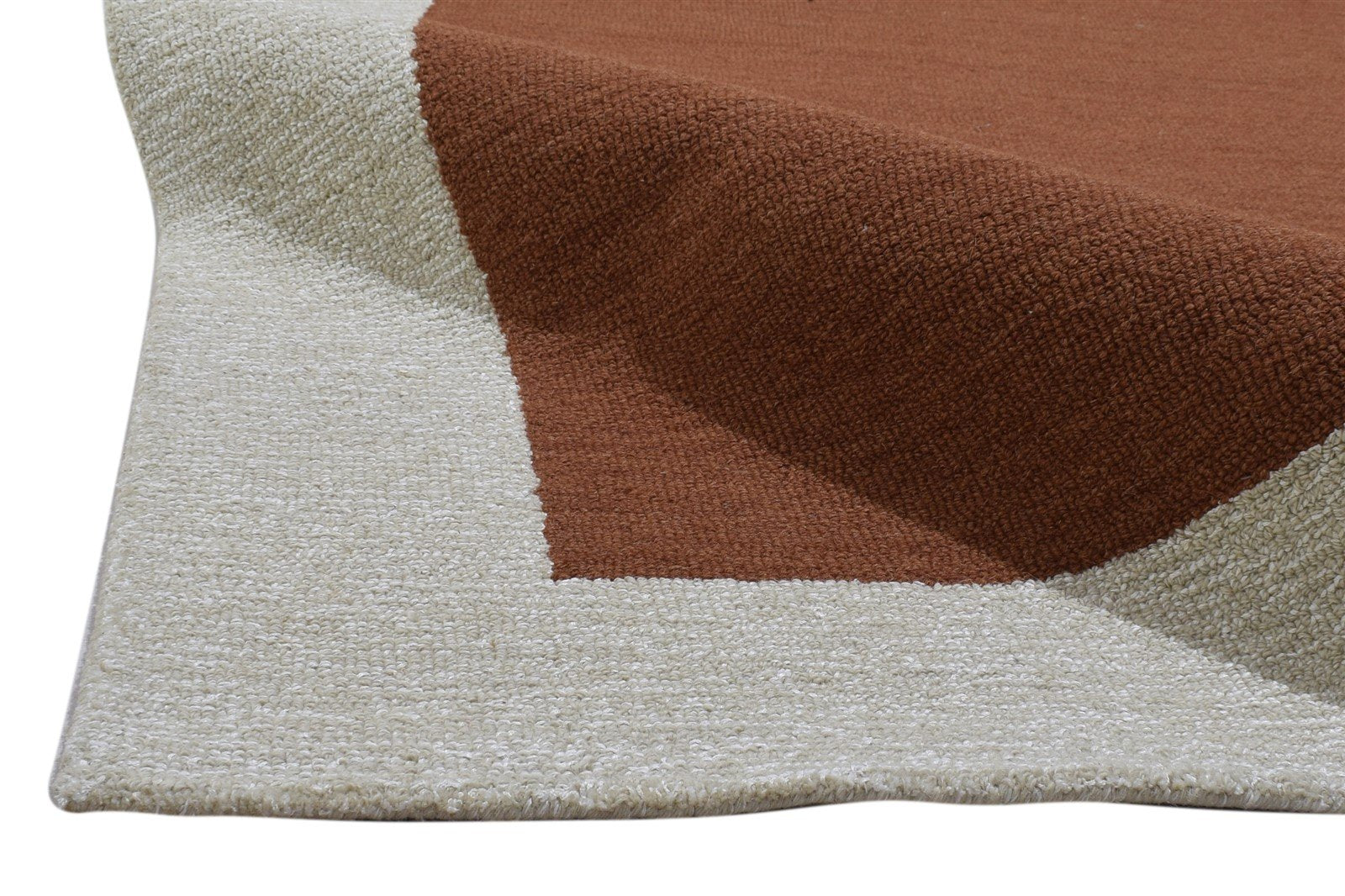 100% Wool / Art Silk Rust Rug 5X8 Modern Hand Tufted Scandinavian Bordered Room Size 7864084660373
