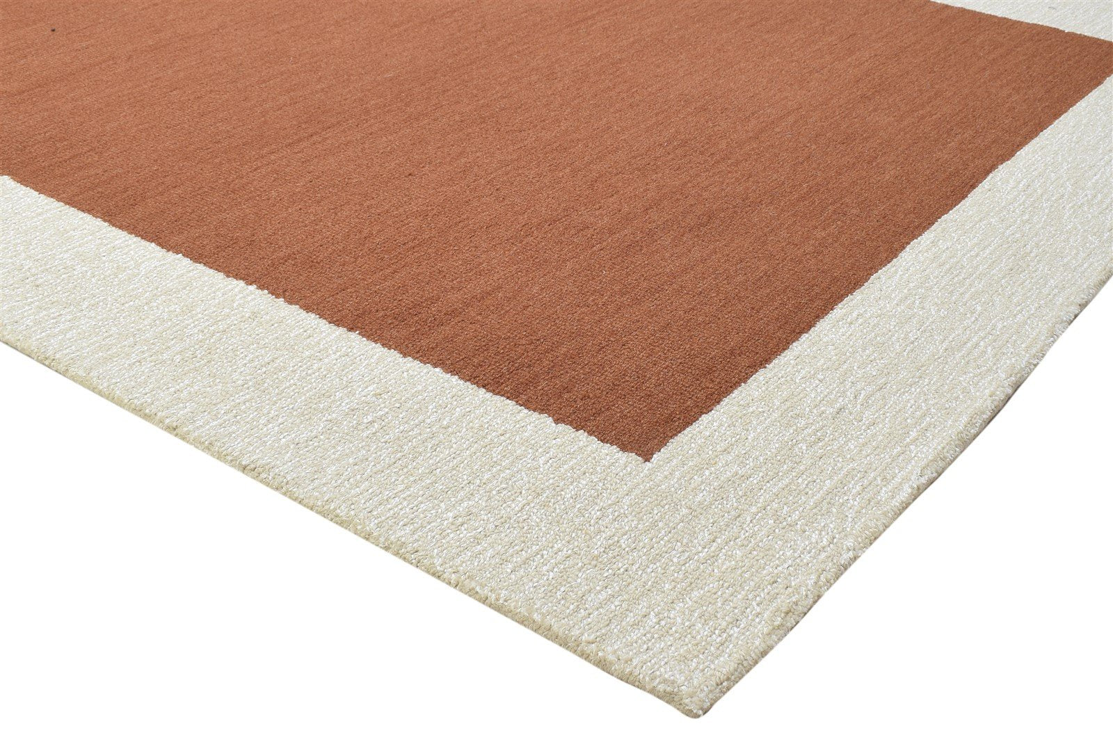 100% Wool / Art Silk Rust Rug 5X8 Modern Hand Tufted Scandinavian Bordered Room Size 7864084660373