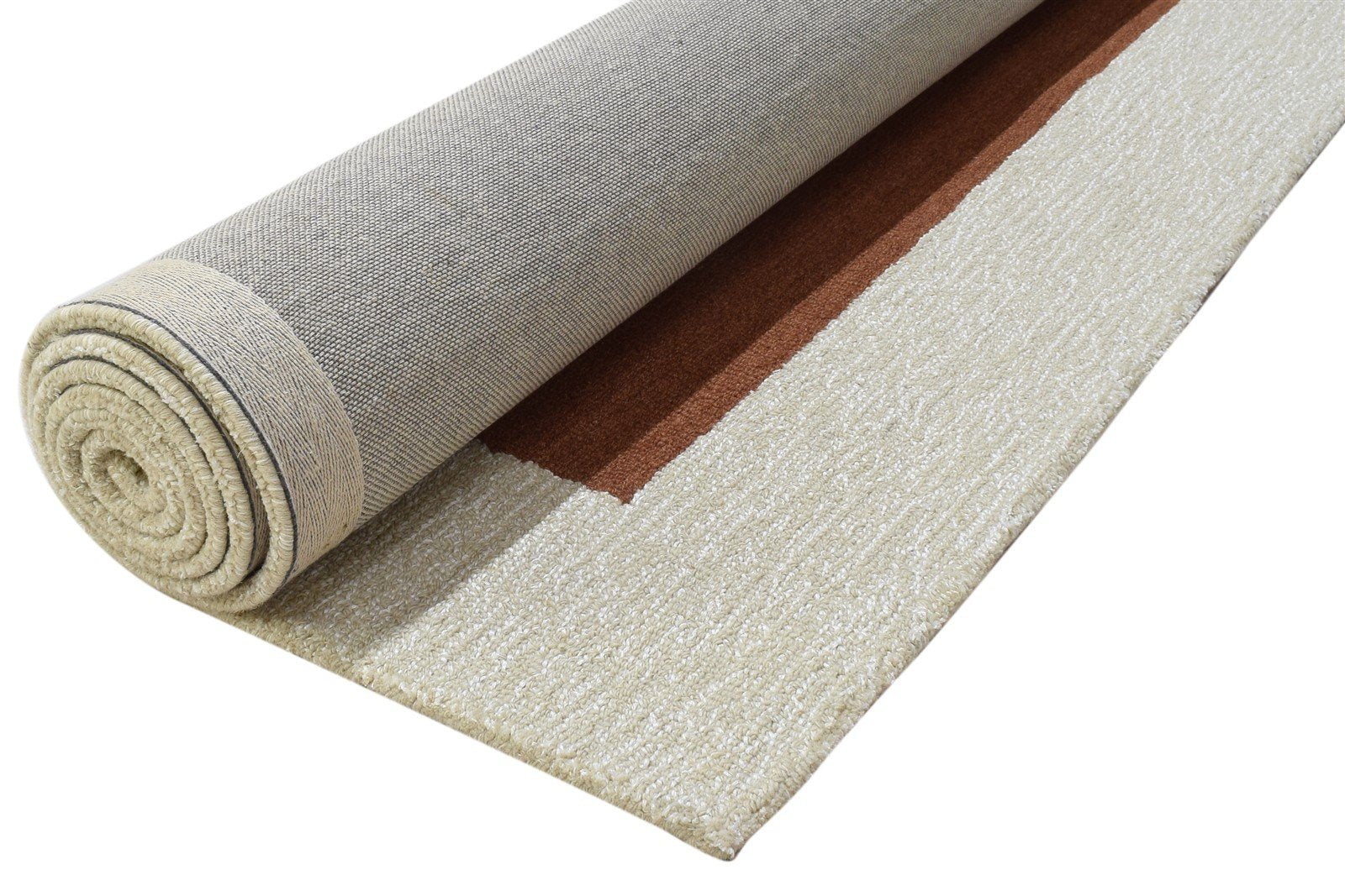 100% Wool / Art Silk Rust Rug 5X8 Modern Hand Tufted Scandinavian Bordered Room Size 7864084660373
