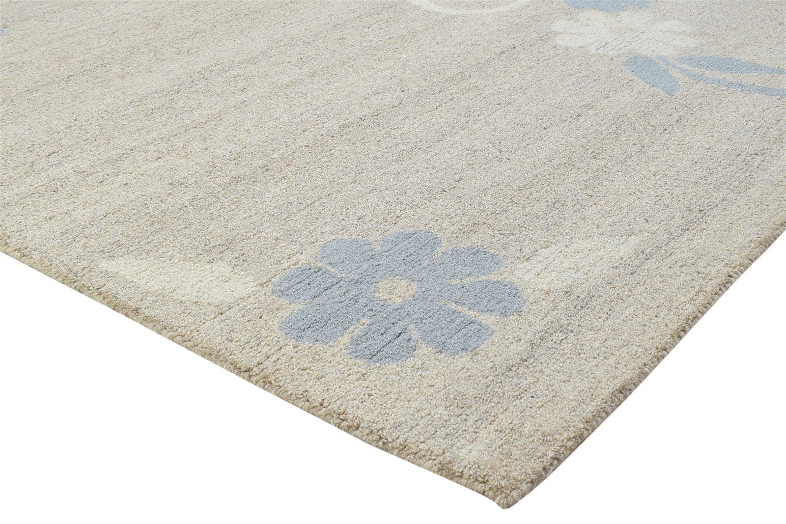 100% Wool / Art Silk Sage Rug 5X8 Modern Hand Tufted Scandinavian Floral Room Size 7864085250197