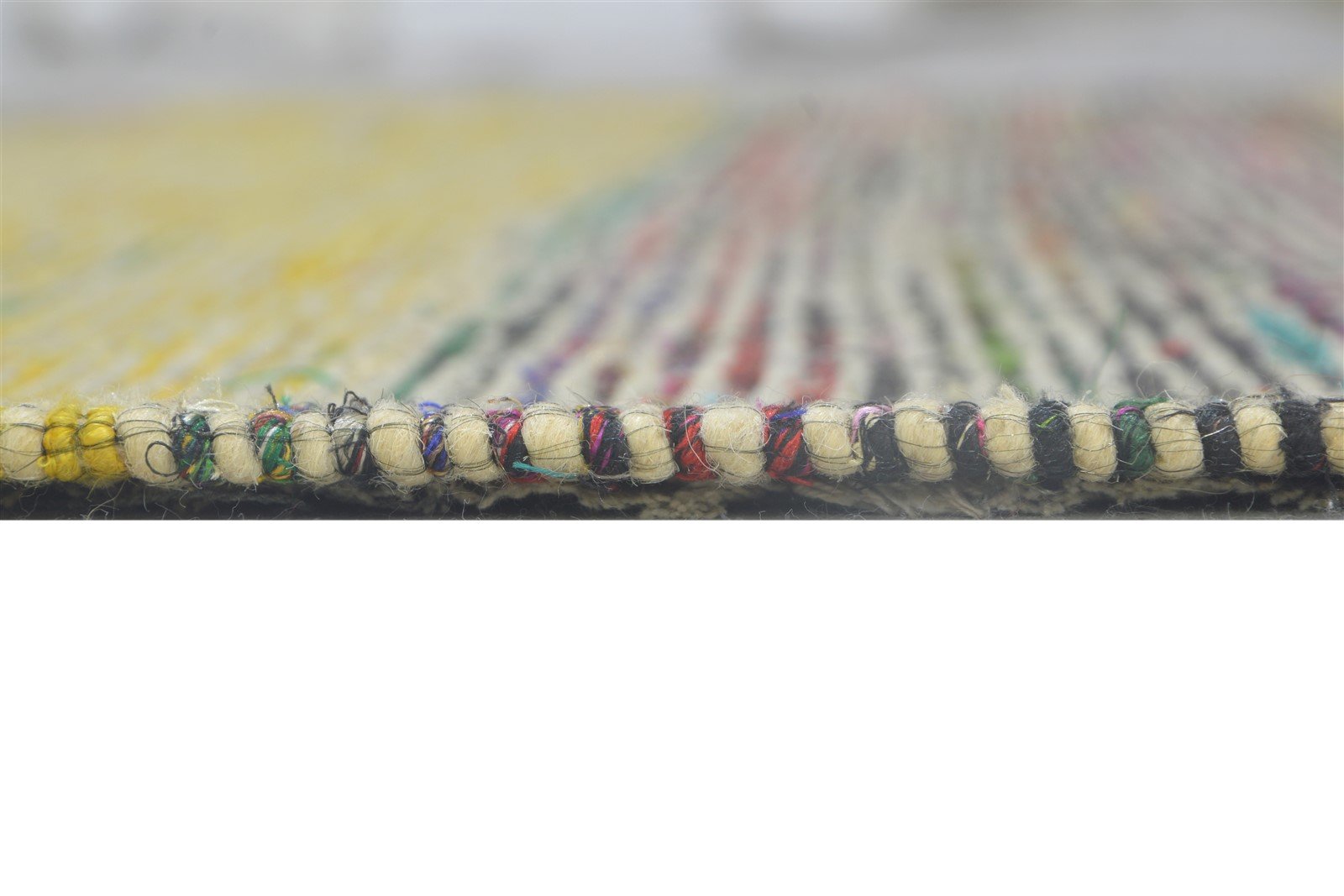 Erminia 100% Wool / Art Silk Yellow Rug 5X7 Modern Jacquard Loom Bohemian Striped 7864179359893