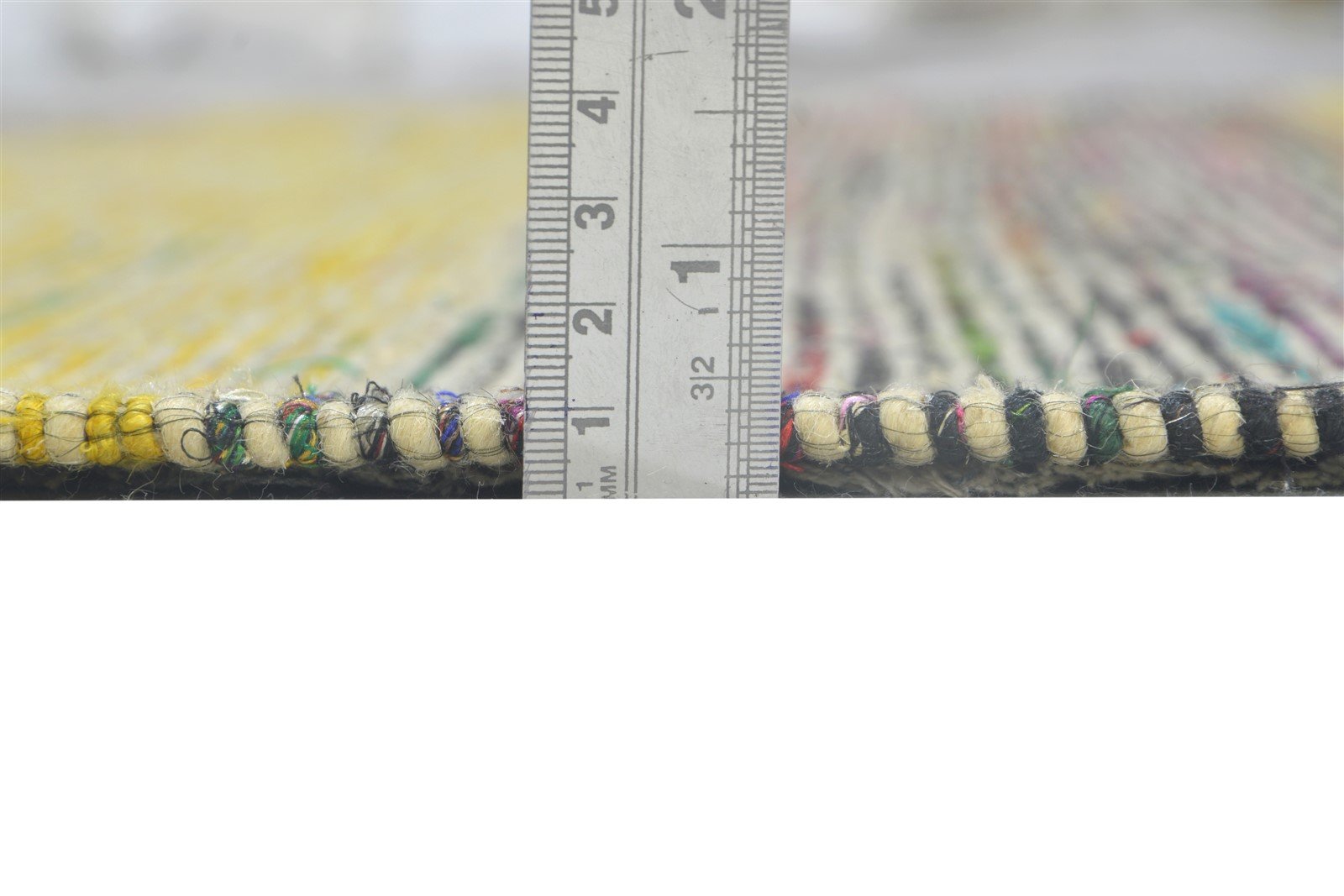 Erminia 100% Wool / Art Silk Yellow Rug 5X7 Modern Jacquard Loom Bohemian Striped 7864179359893