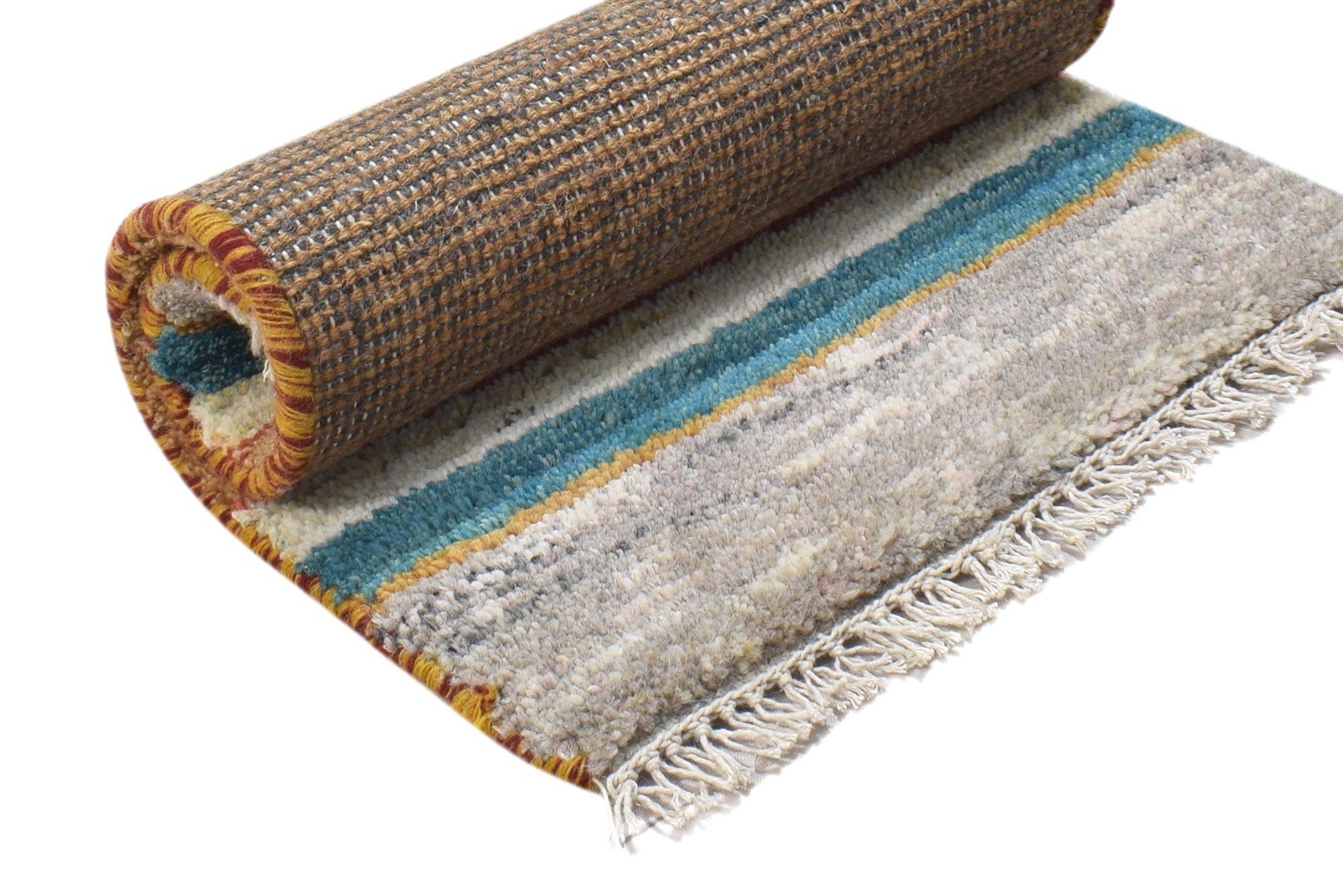 100% Wool Beige Rug 1X2 Persian Hand Knotted Gabbeh Southwestern Small Carpet 7864203542677
