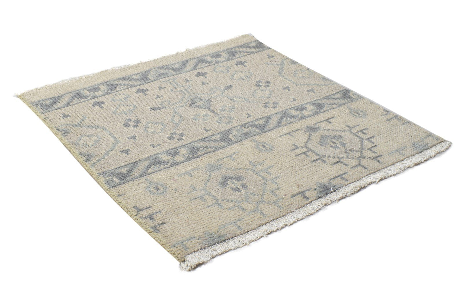100% Wool Beige Rug 2' X 2' Persian Hand Knotted Bokhara Oriental Small Square 7864120246421