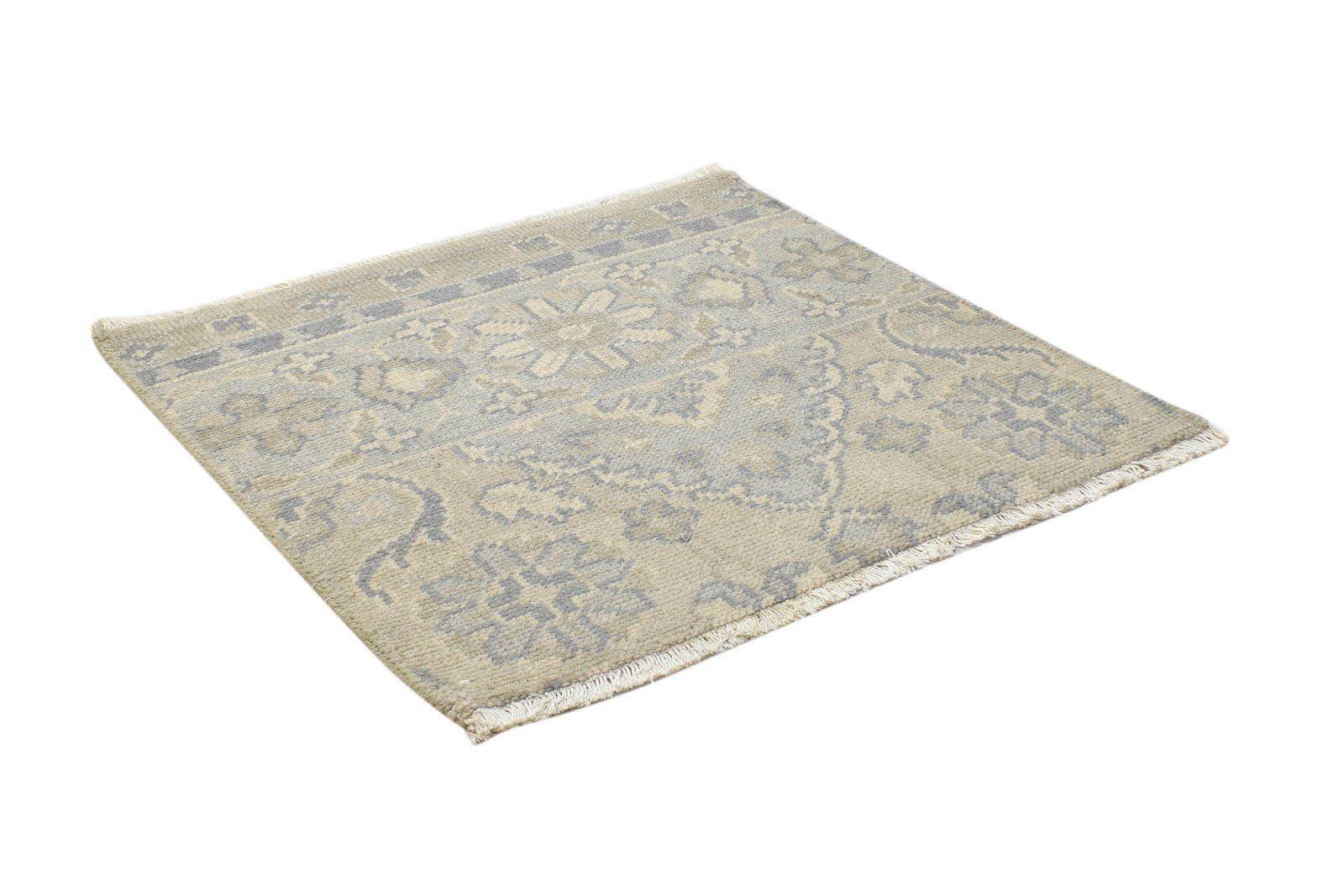 100% Wool Beige Rug 2' X 2' Persian Hand Knotted Oushak Oriental Small Square 7864118575253