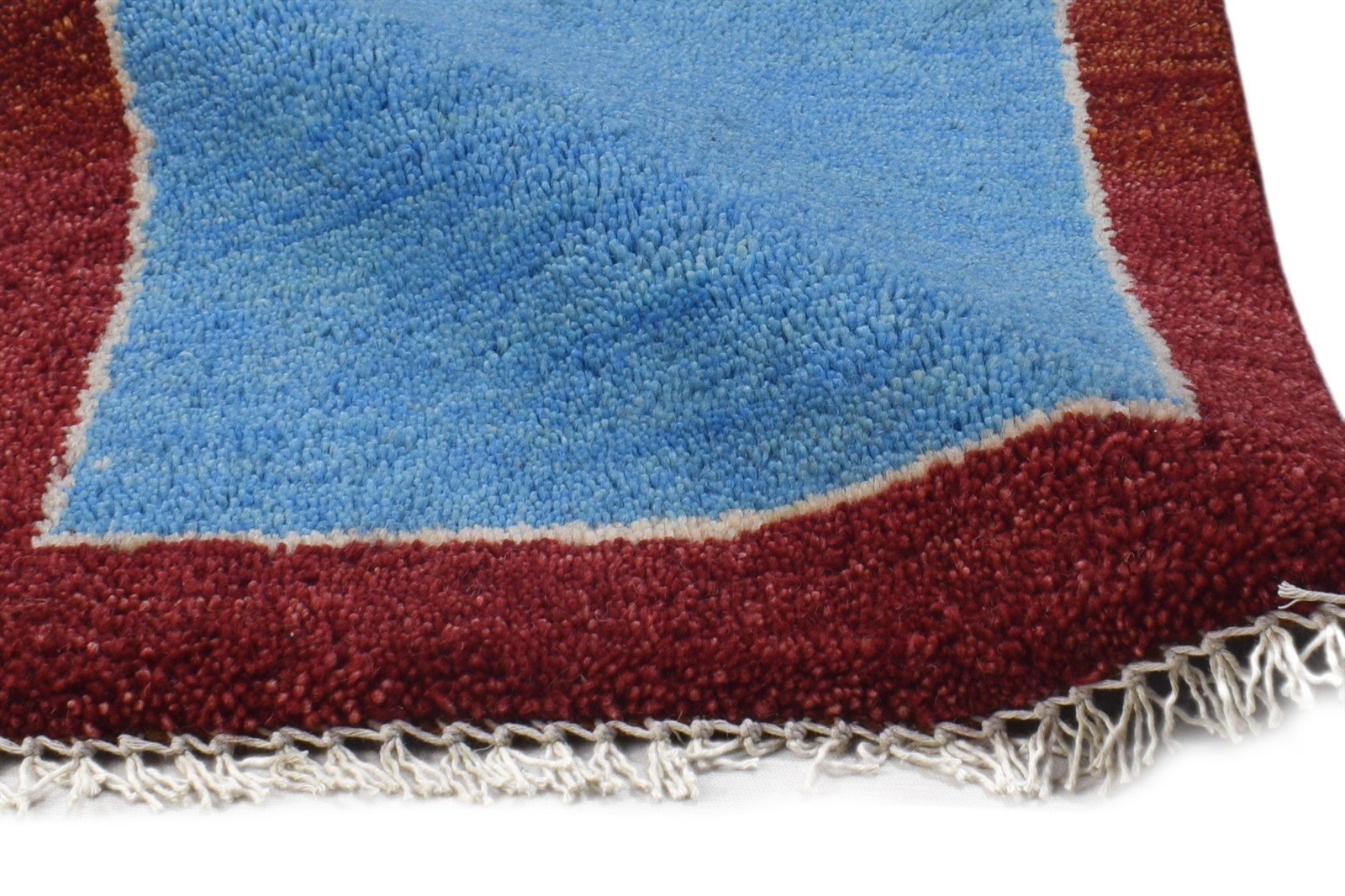 100% Wool Blue Rug 1' X 2' Tribal Hand Knotted Gabbeh Southwestern Small Carpet 7864500420757