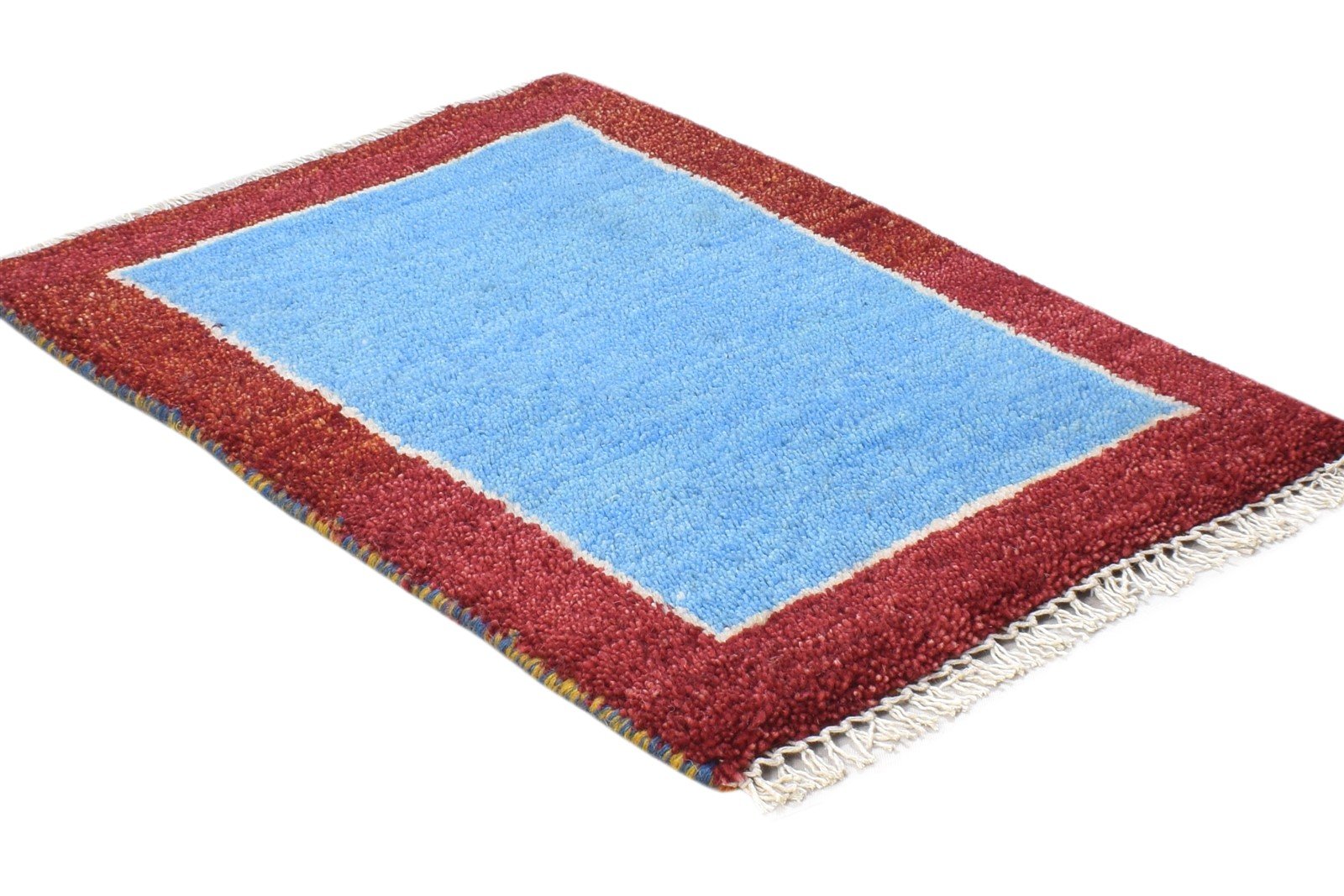 100% Wool Blue Rug 1' X 2' Tribal Hand Knotted Gabbeh Southwestern Small Carpet 7864500420757