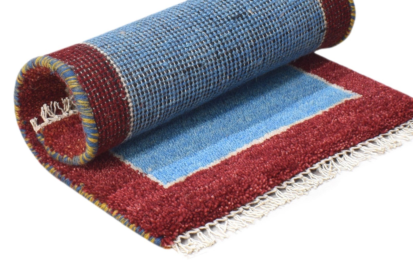 100% Wool Blue Rug 1' X 2' Tribal Hand Knotted Gabbeh Southwestern Small Carpet 7864500420757
