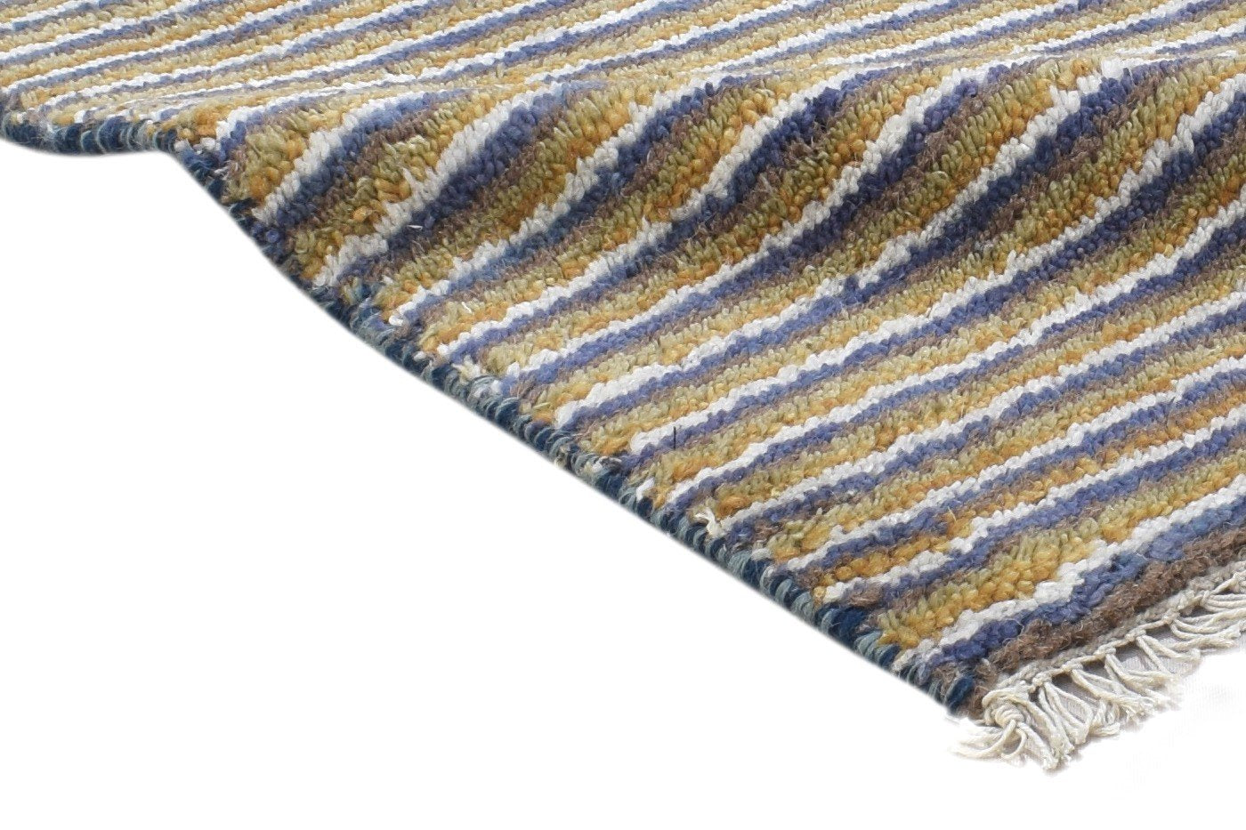 100% Wool Brown Rug 1' X 2' Persian Hand Knotted Gabbeh Striped Small Carpet 7864210784405