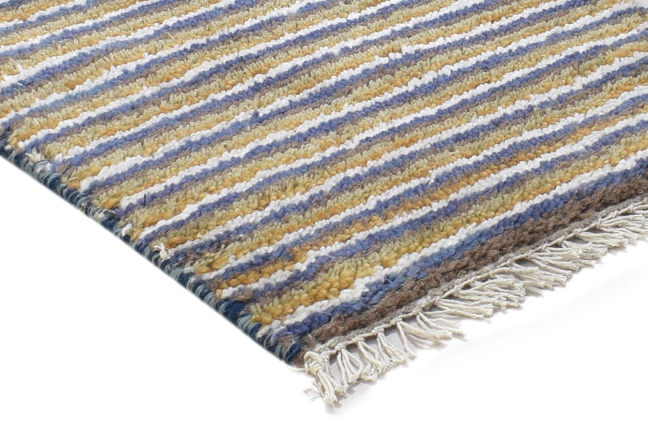 100% Wool Brown Rug 1' X 2' Persian Hand Knotted Gabbeh Striped Small Carpet 7864210784405