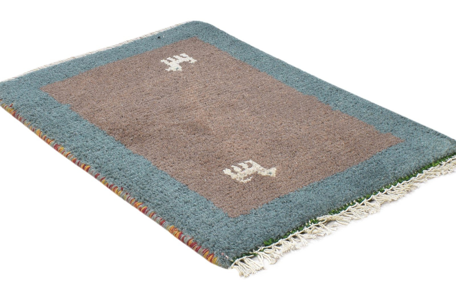 100% Wool Brown Rug 1' X 2' Tribal Hand Knotted Gabbeh Southwestern Small Carpet 7864500093077