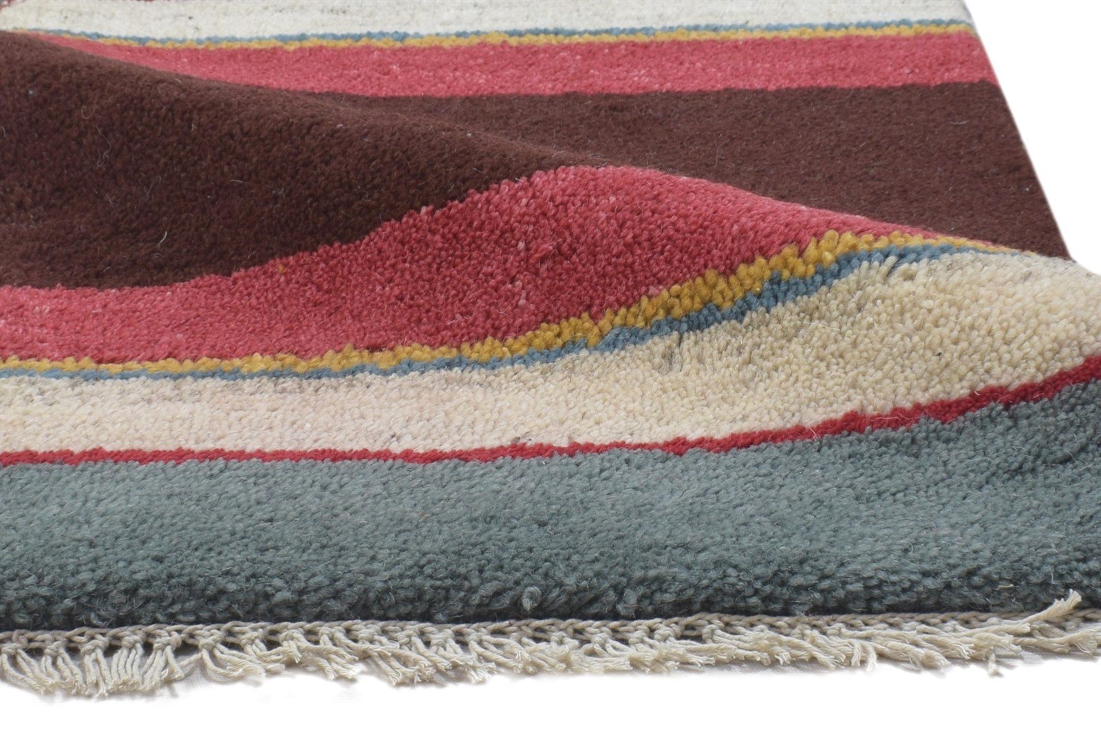 100% Wool Brown Rug 1X2 Persian Hand Knotted Gabbeh Southwestern Small Carpet 7864212947093