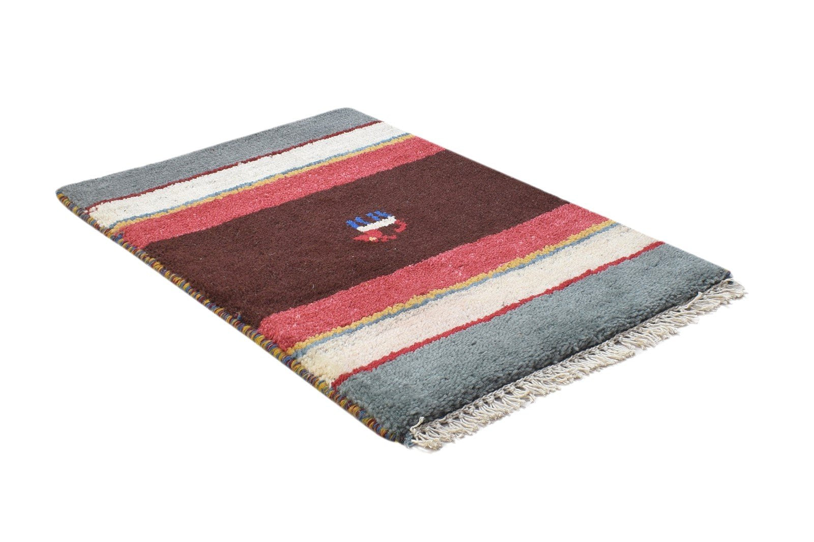 100% Wool Brown Rug 1X2 Persian Hand Knotted Gabbeh Southwestern Small Carpet 7864212947093