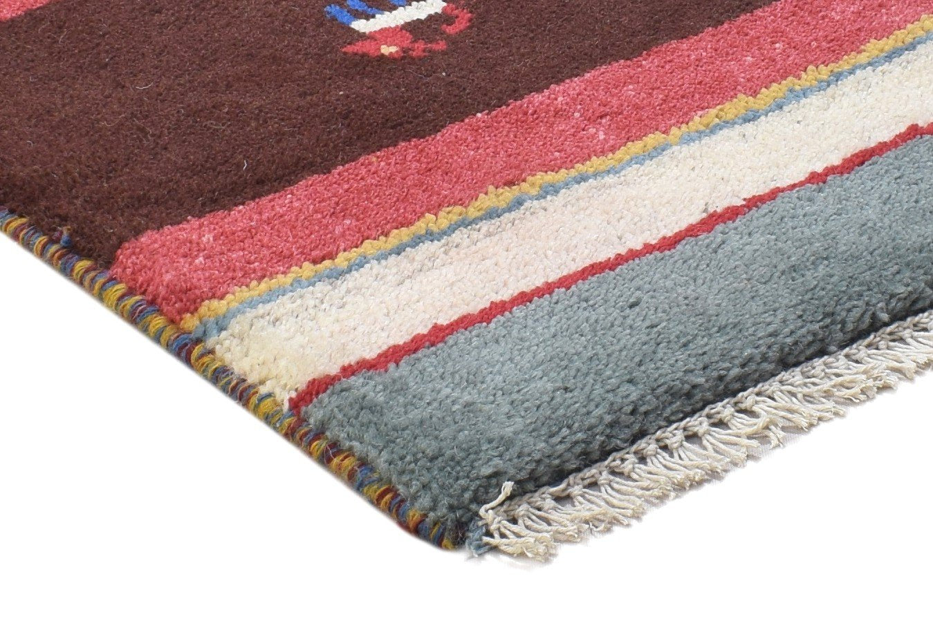 100% Wool Brown Rug 1X2 Persian Hand Knotted Gabbeh Southwestern Small Carpet 7864212947093