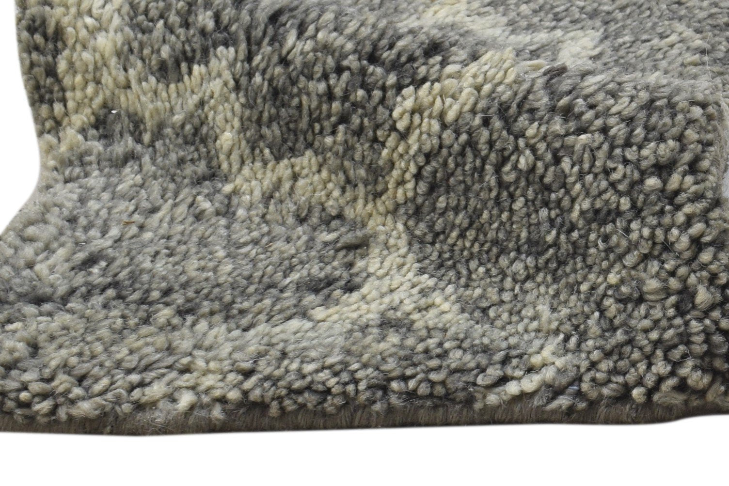 100% Wool Charcoal Rug 1X2 Shag Hand Knotted Moroccan Scroll Tile Small Carpet 7864333762709