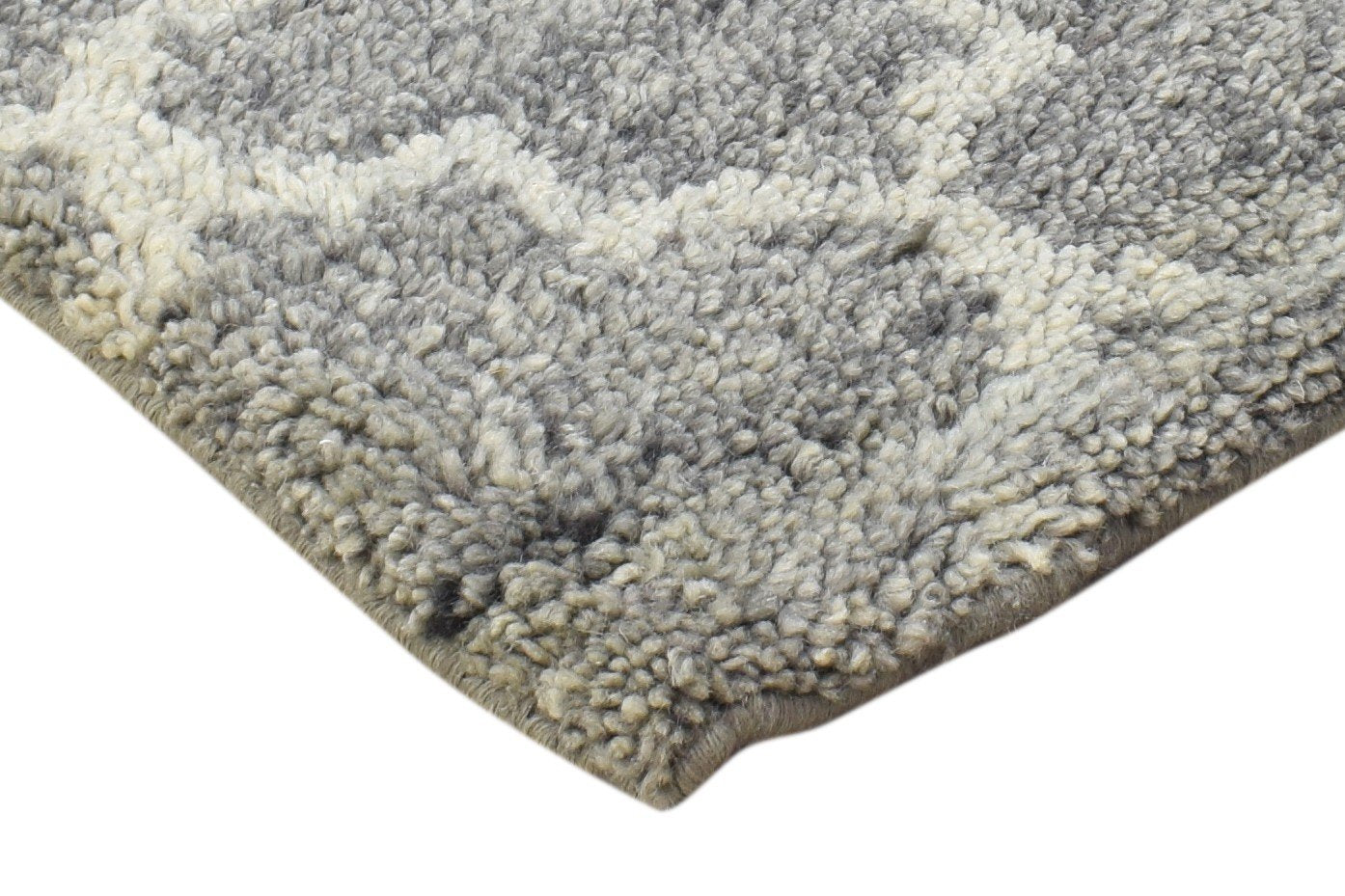 100% Wool Charcoal Rug 1X2 Shag Hand Knotted Moroccan Scroll Tile Small Carpet 7864333762709
