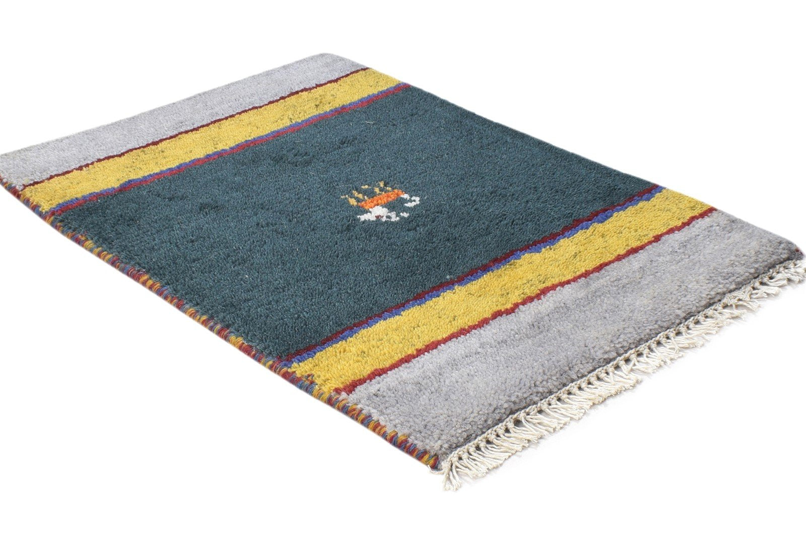 Cherry 100% Wool Charcoal Rug 1X2 Tribal Hand Knotted Gabbeh Southwestern 7864501076117