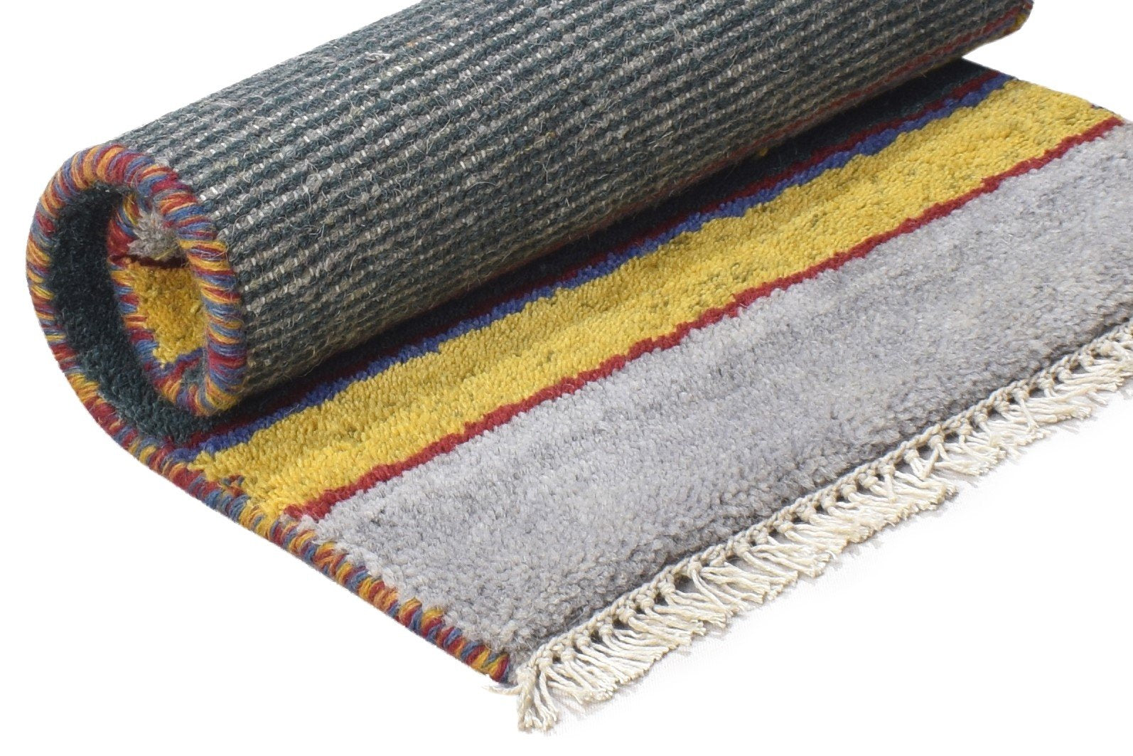 Cherry 100% Wool Charcoal Rug 1X2 Tribal Hand Knotted Gabbeh Southwestern 7864501076117