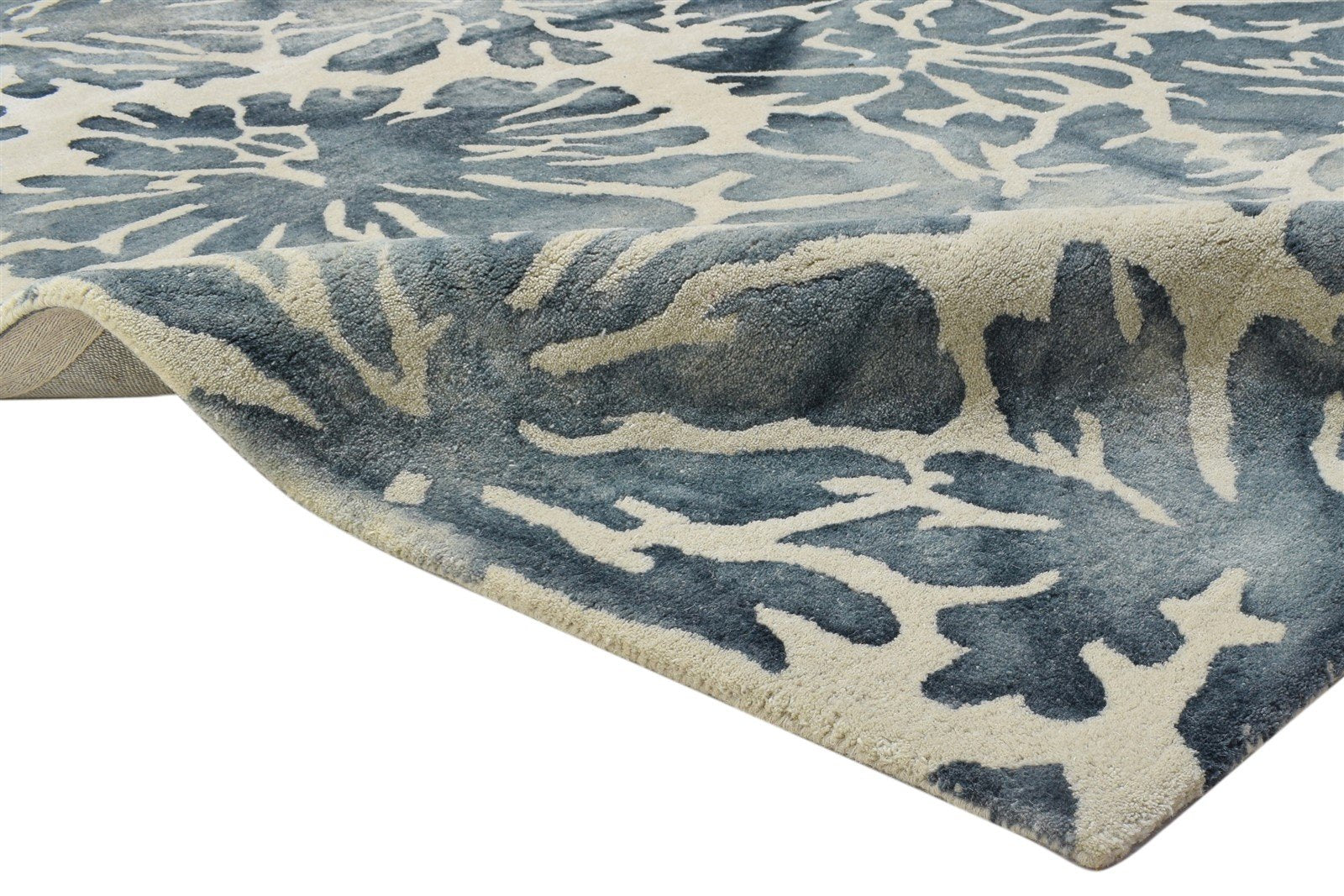 100% Wool Charcoal Rug 5' X 8' Modern Hand Tufted French Floral Room Size Carpet 7864084365461