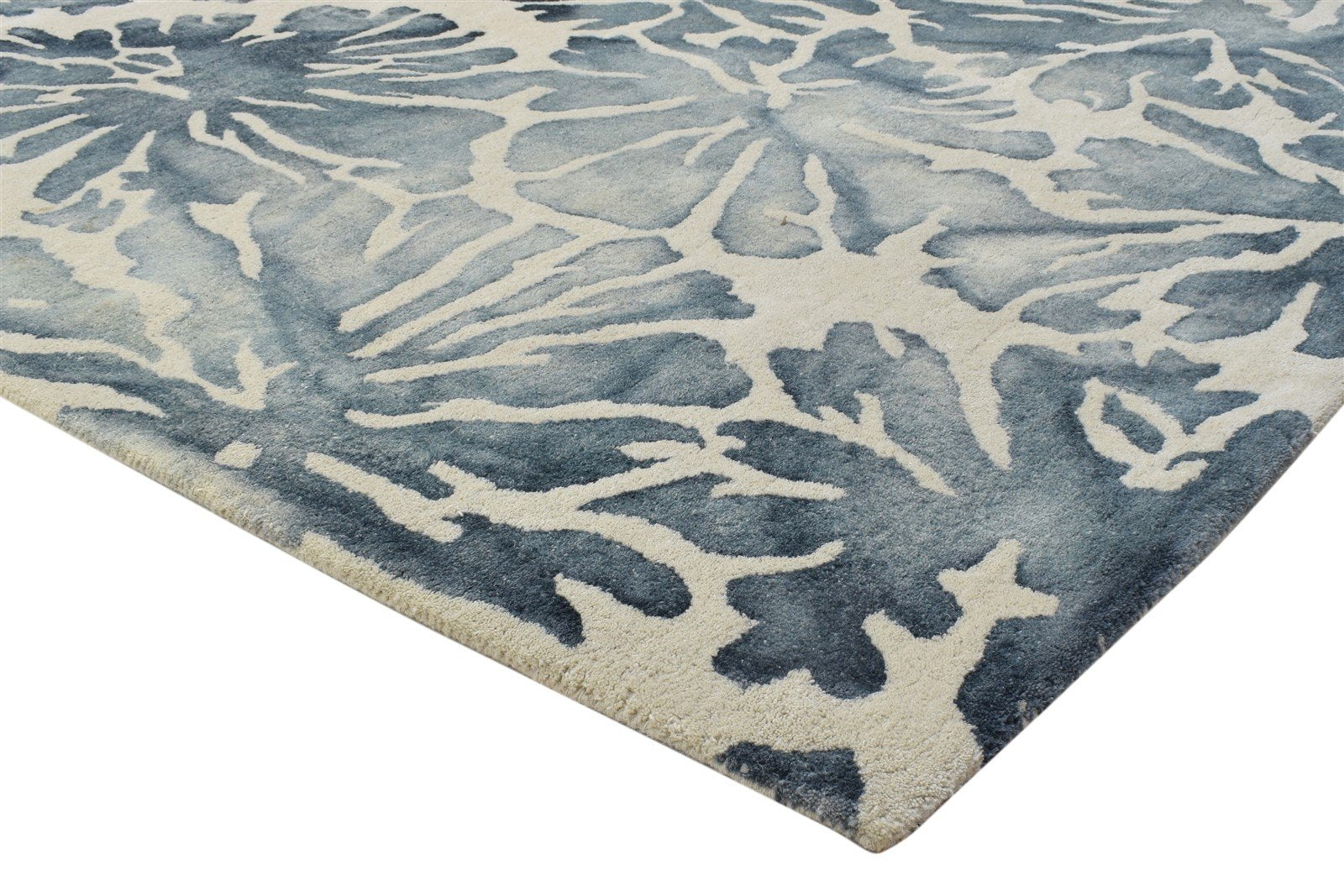 100% Wool Charcoal Rug 5' X 8' Modern Hand Tufted French Floral Room Size Carpet 7864084365461