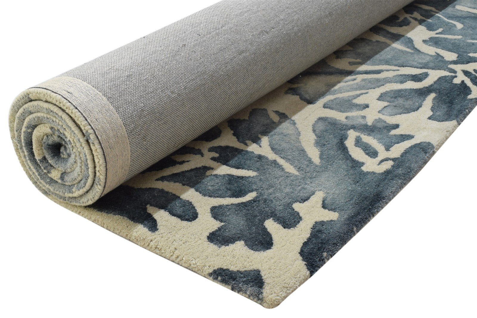 100% Wool Charcoal Rug 5' X 8' Modern Hand Tufted French Floral Room Size Carpet 7864084365461