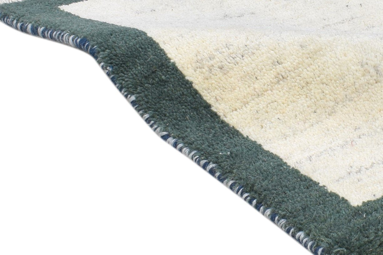 100% Wool Cream Rug 1' X 2' Tribal Hand Knotted Gabbeh Southwestern Small Carpet 7864501207189