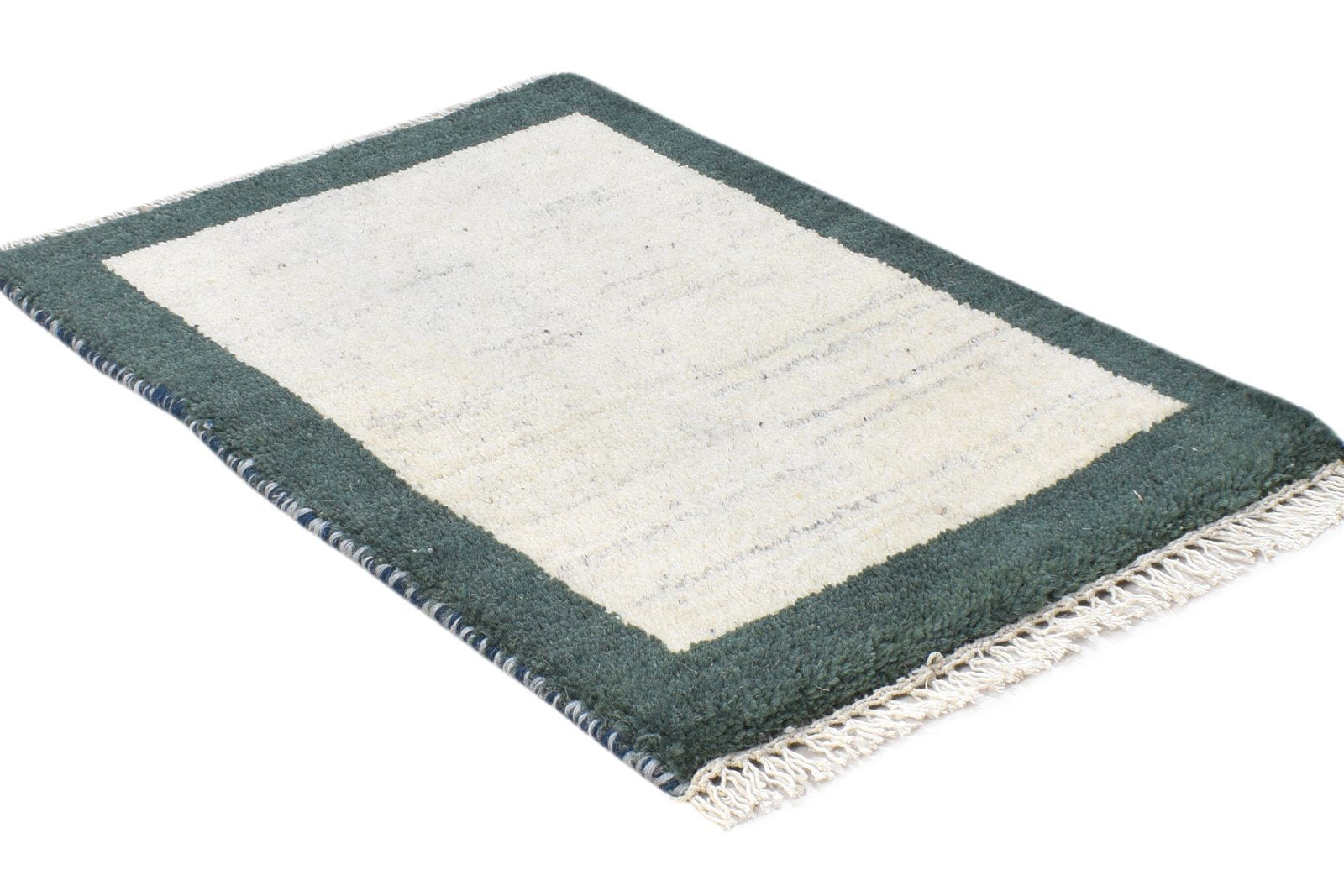 100% Wool Cream Rug 1' X 2' Tribal Hand Knotted Gabbeh Southwestern Small Carpet 7864501207189