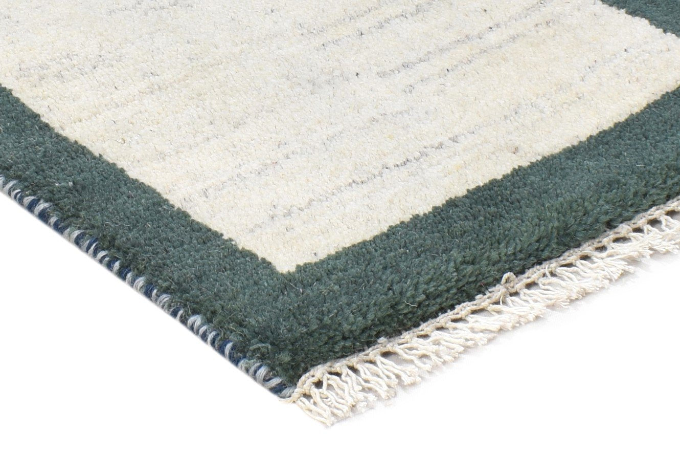 100% Wool Cream Rug 1' X 2' Tribal Hand Knotted Gabbeh Southwestern Small Carpet 7864501207189