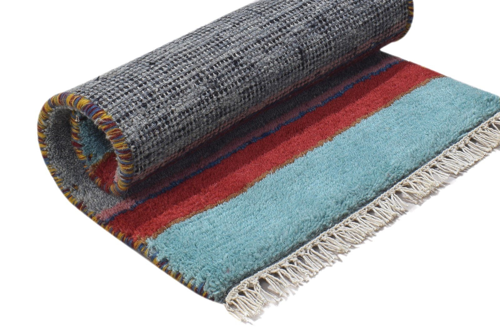 100% Wool Dark Grey Rug 1X2 Persian Hand Knotted Gabbeh Southwestern Small 7864204099733