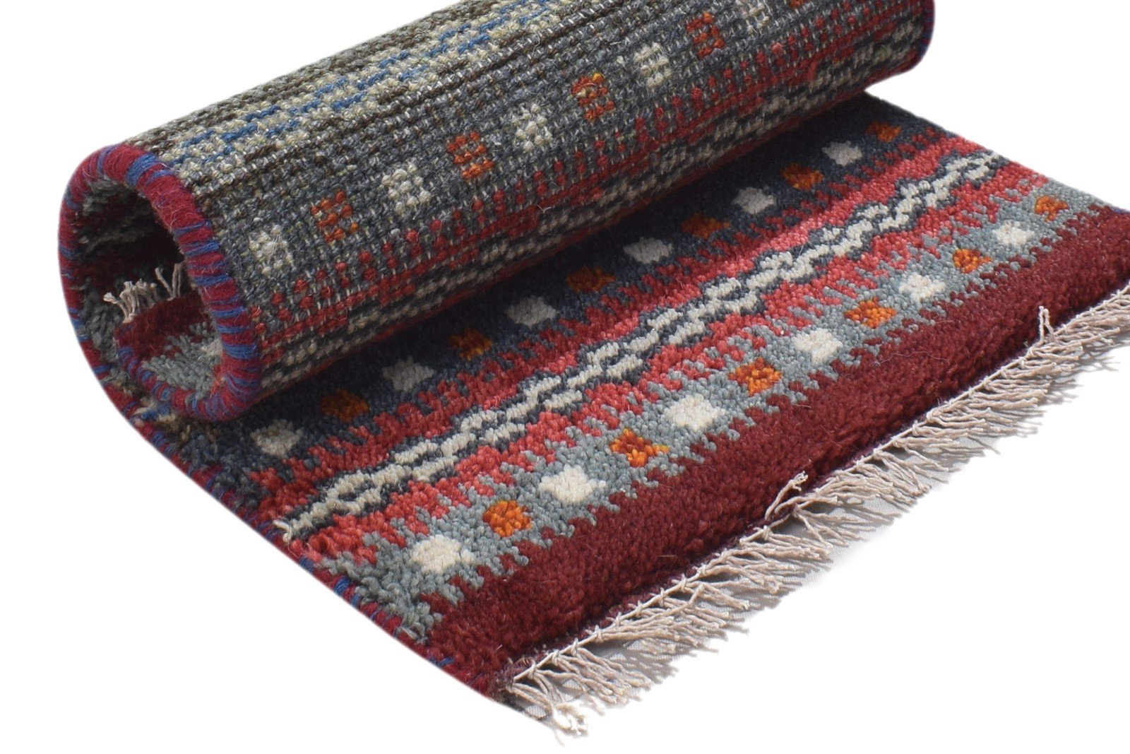100% Wool Dark Grey Rug 1X2 Persian Hand Knotted Gabbeh Southwestern Small 7864204198037