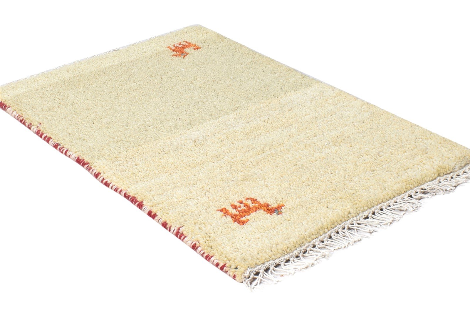 100% Wool Gold Rug 1' X 2' Tribal Hand Knotted Gabbeh Southwestern Small Carpet 7864504942741