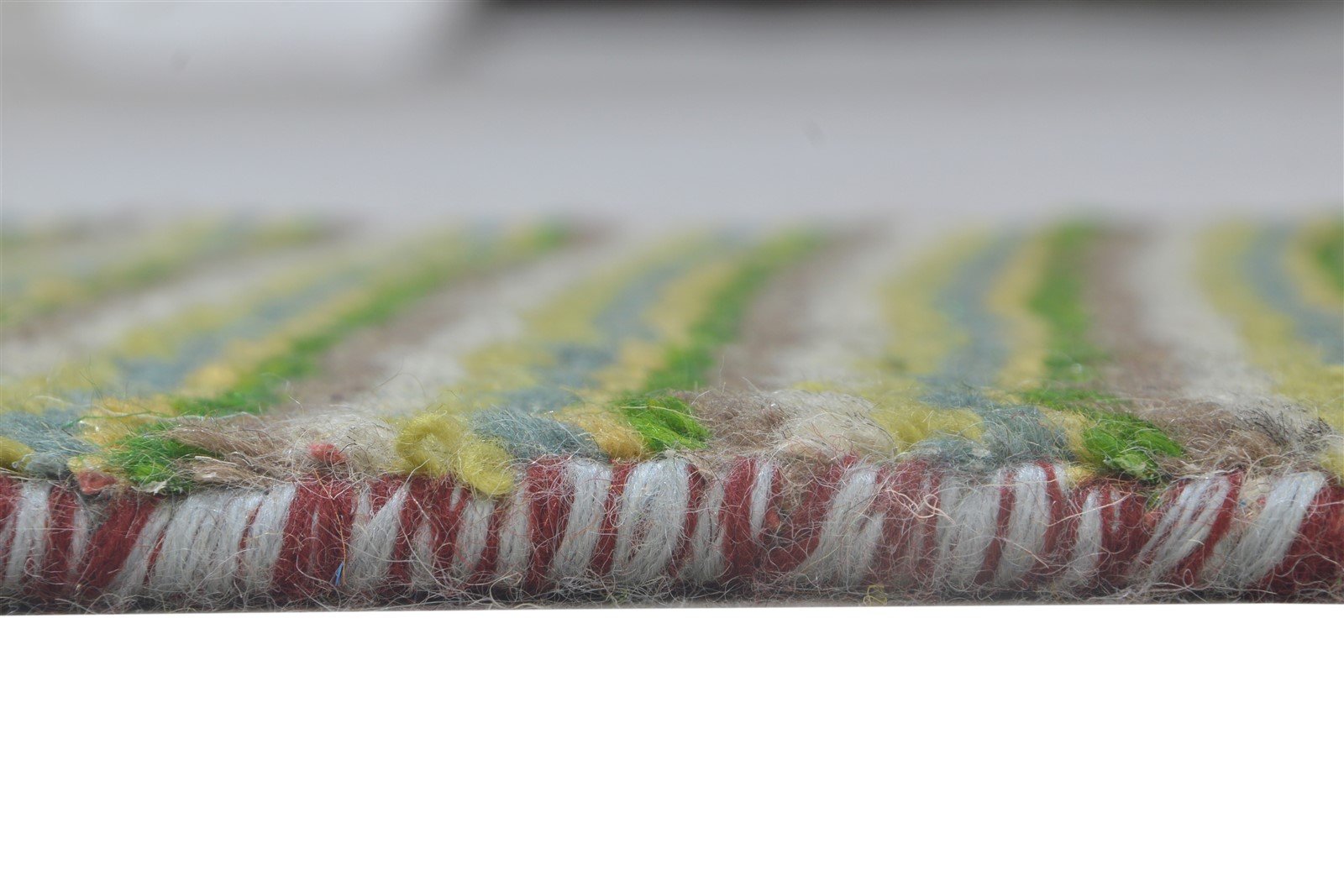100% Wool Green Rug 1' X 2' Persian Hand Knotted Gabbeh Striped Small Carpet 7864214192277