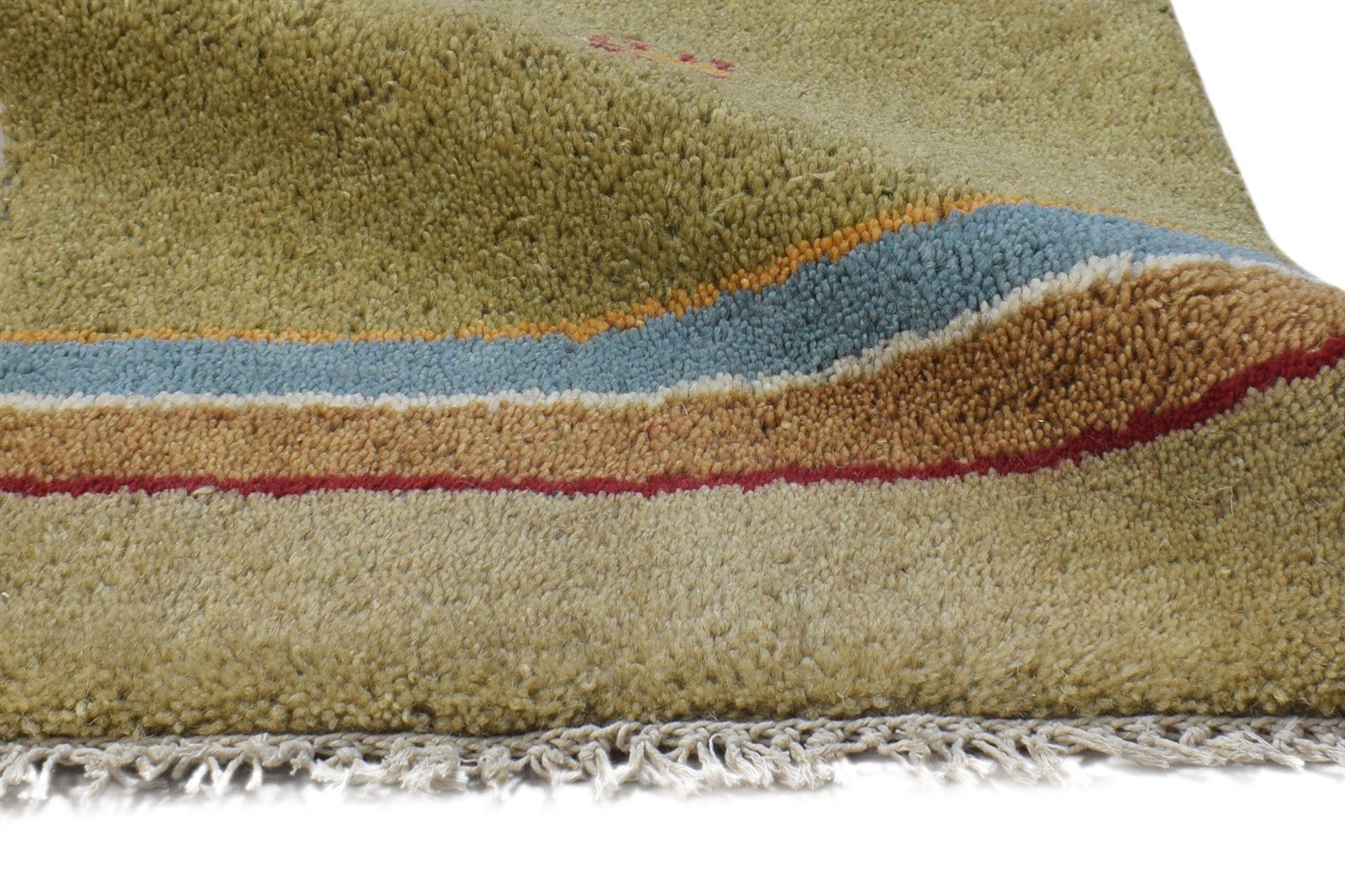 100% Wool Green Rug 1' X 2' Tribal Hand Knotted Gabbeh Southwestern Small Carpet 7864499372181
