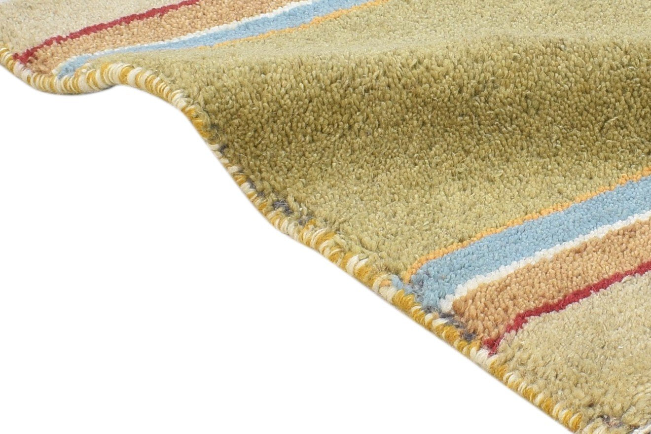 100% Wool Green Rug 1' X 2' Tribal Hand Knotted Gabbeh Southwestern Small Carpet 7864499372181