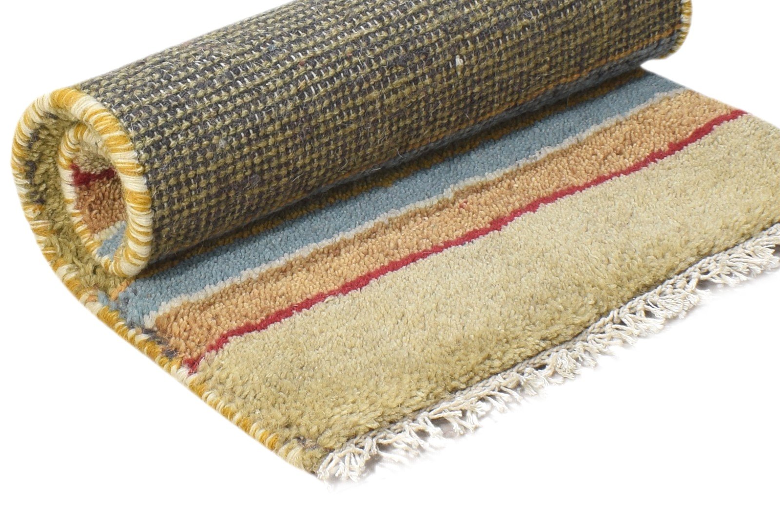 100% Wool Green Rug 1' X 2' Tribal Hand Knotted Gabbeh Southwestern Small Carpet 7864499372181