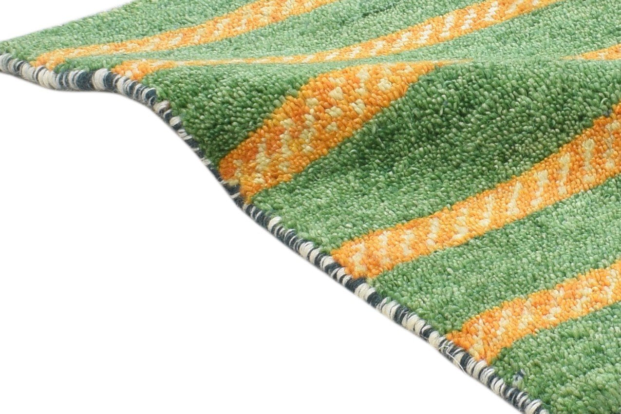 100% Wool Green Rug 1' X 2' Tribal Hand Knotted Gabbeh Southwestern Small Carpet 7864499470485