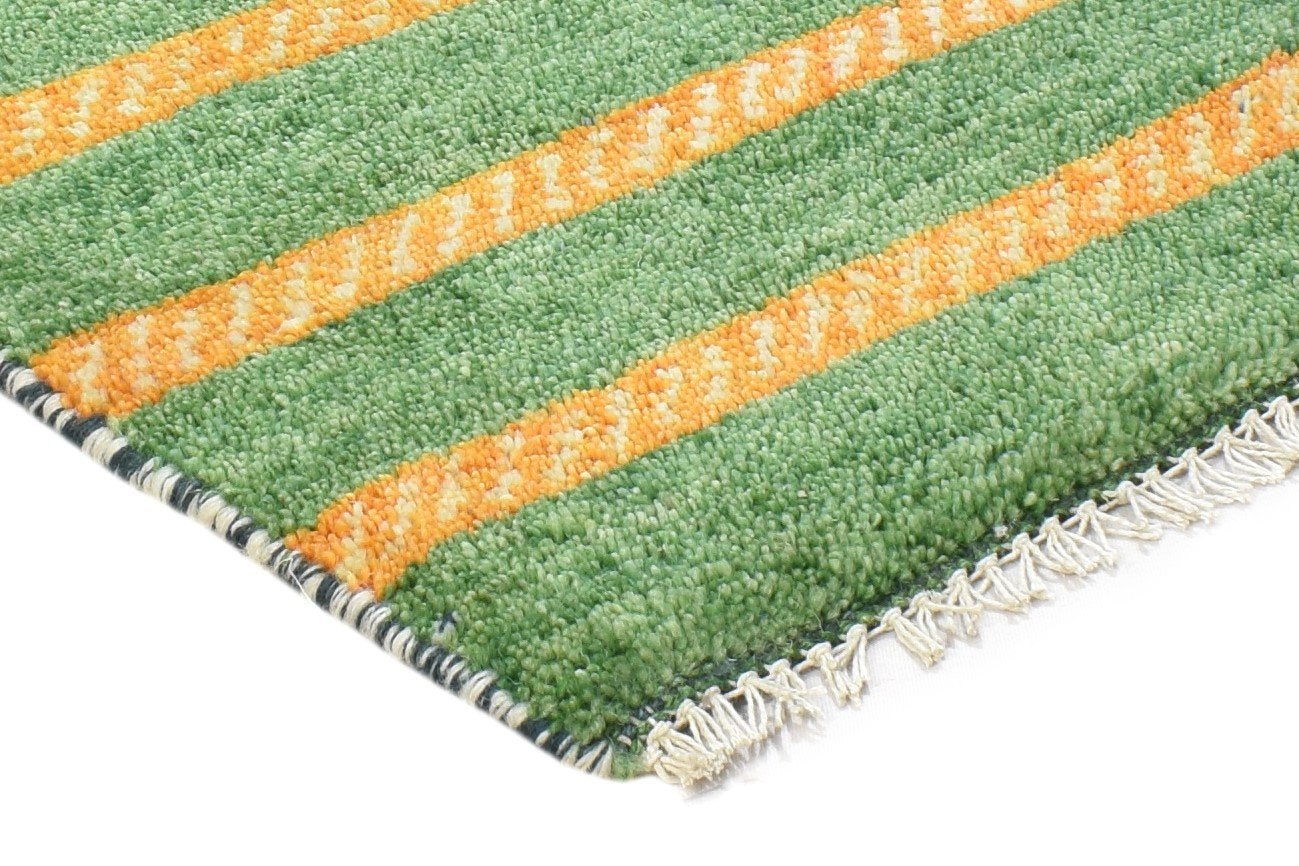 100% Wool Green Rug 1' X 2' Tribal Hand Knotted Gabbeh Southwestern Small Carpet 7864499470485