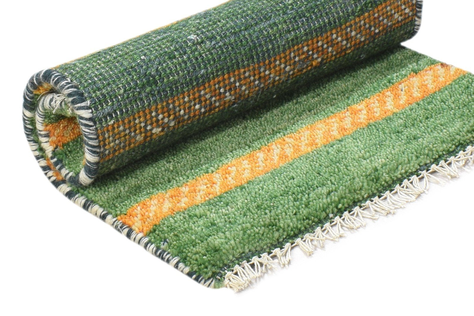 100% Wool Green Rug 1' X 2' Tribal Hand Knotted Gabbeh Southwestern Small Carpet 7864499470485