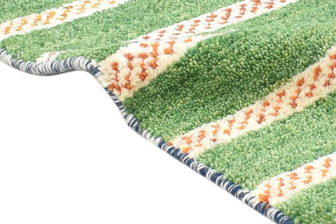 100% Wool Green Rug 1' X 2' Tribal Hand Knotted Gabbeh Southwestern Small Carpet 7864506253461